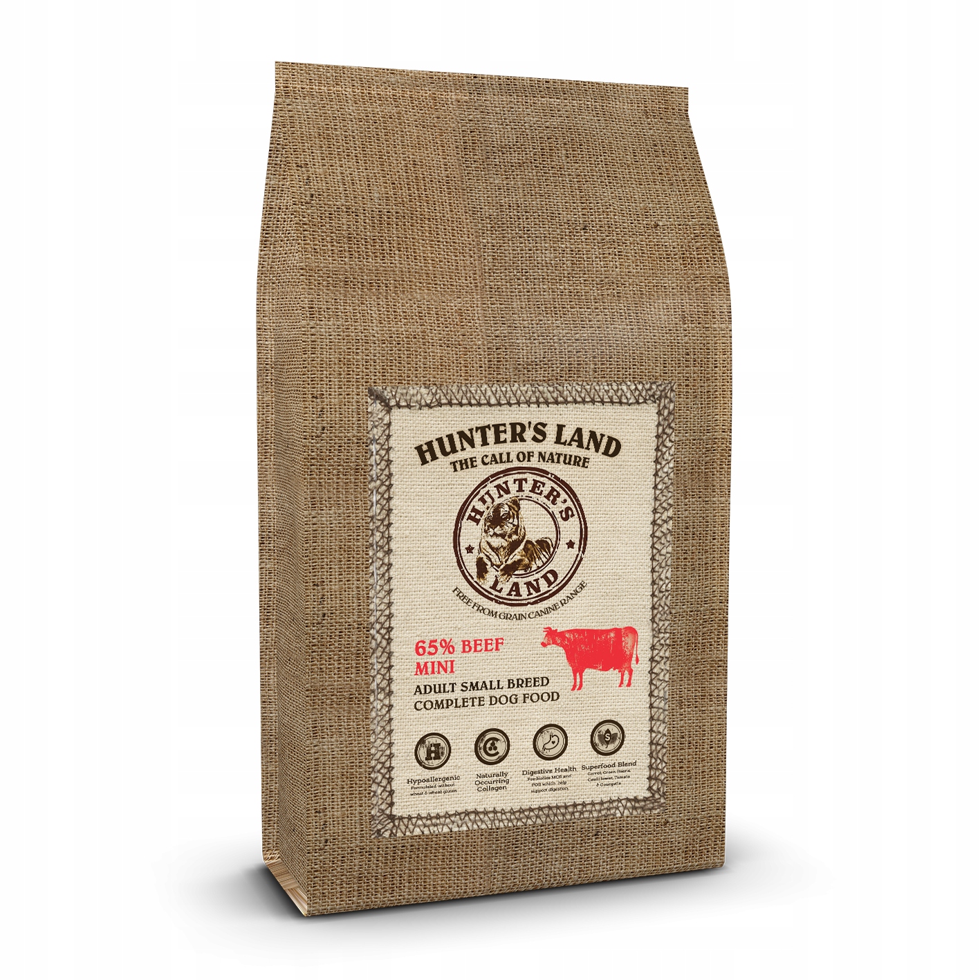 Levně Hunter's Land Mini Bezobilné krmivo 65% Hovězí 2kg