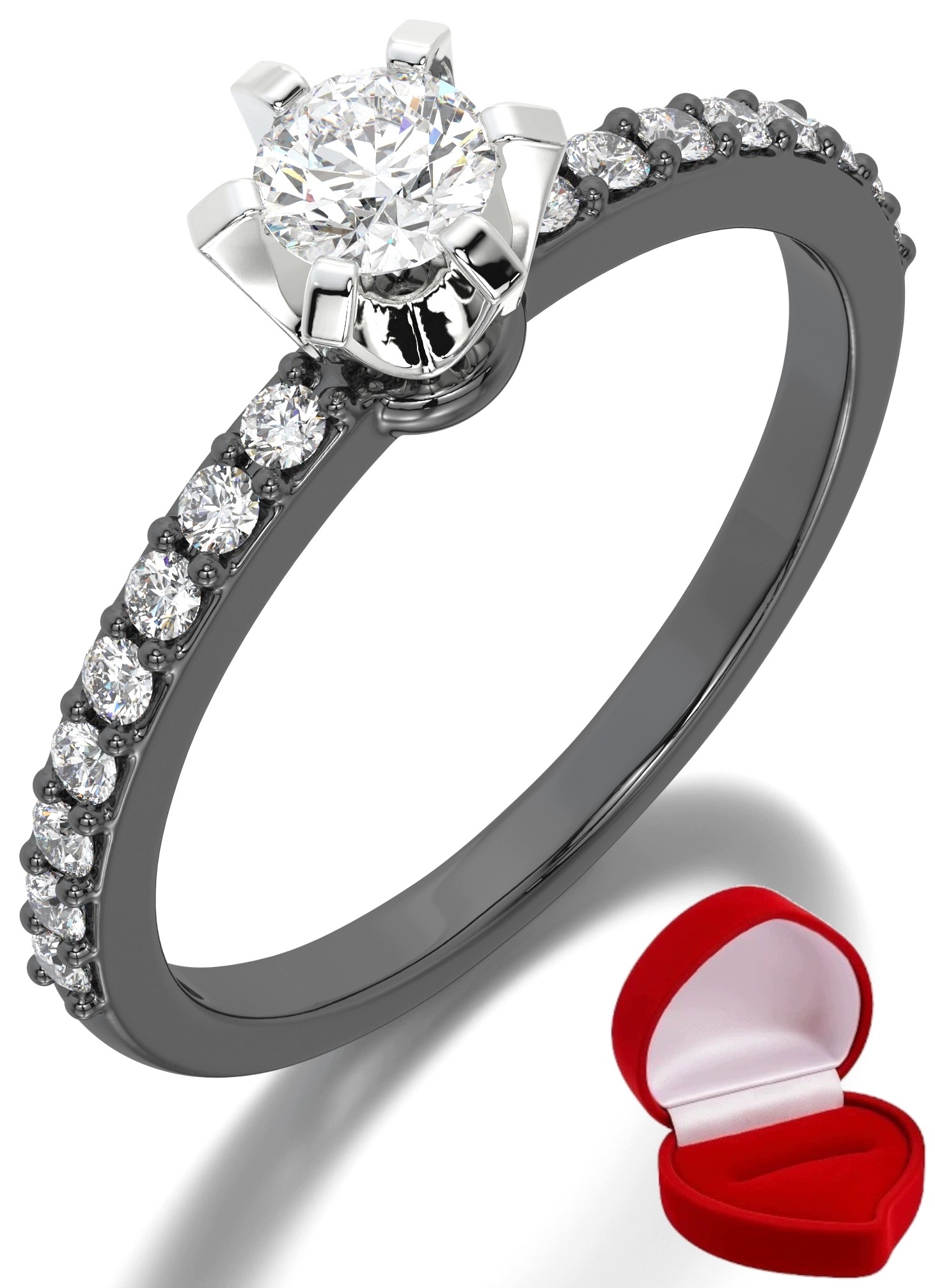 Zlatý Prstýnek 585 14k Brylant 0,19 ct Černé Zlato R24