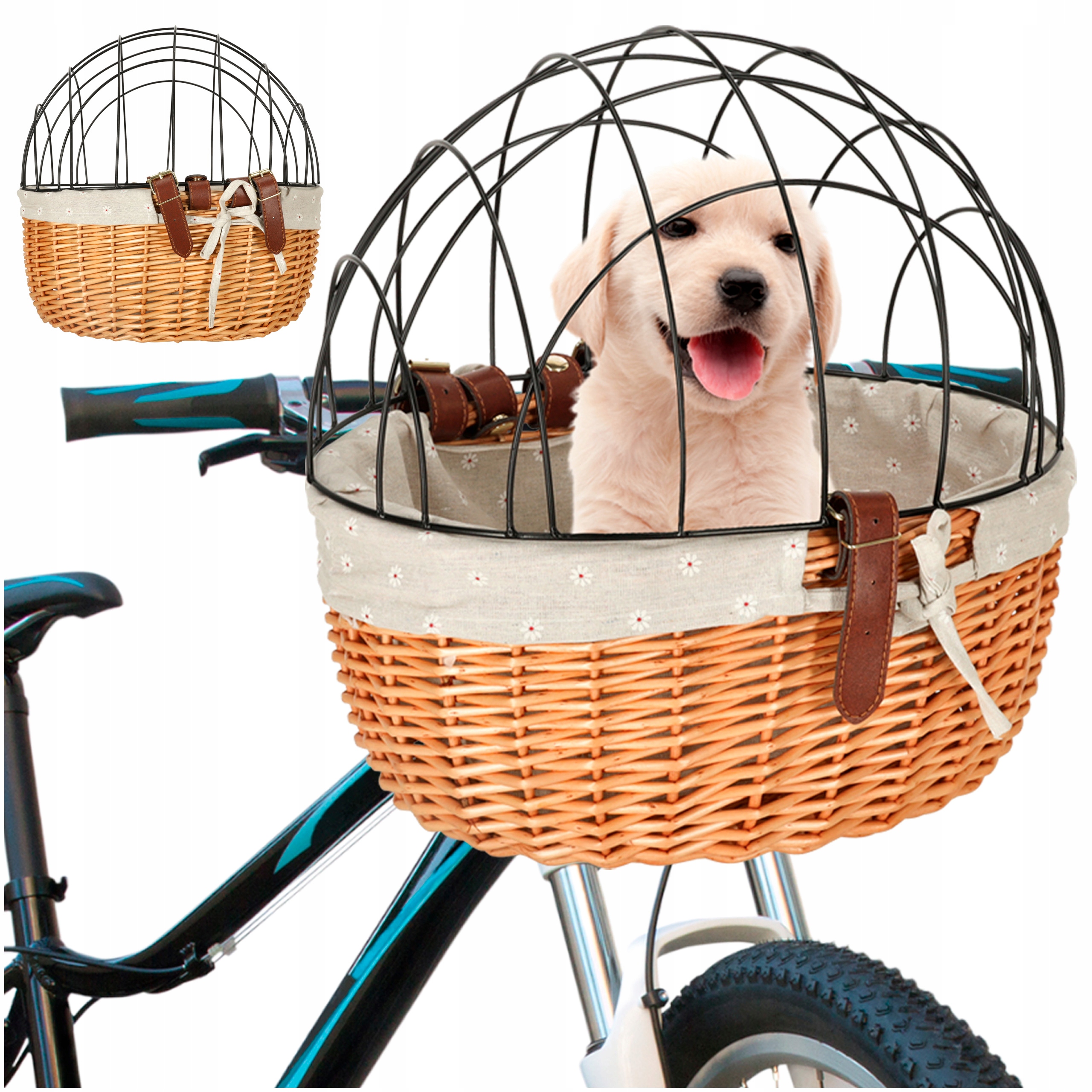 Kosz Wiklinowy Na Rower Kierownicę Przedni Duży Transporter Dla Psa Kota