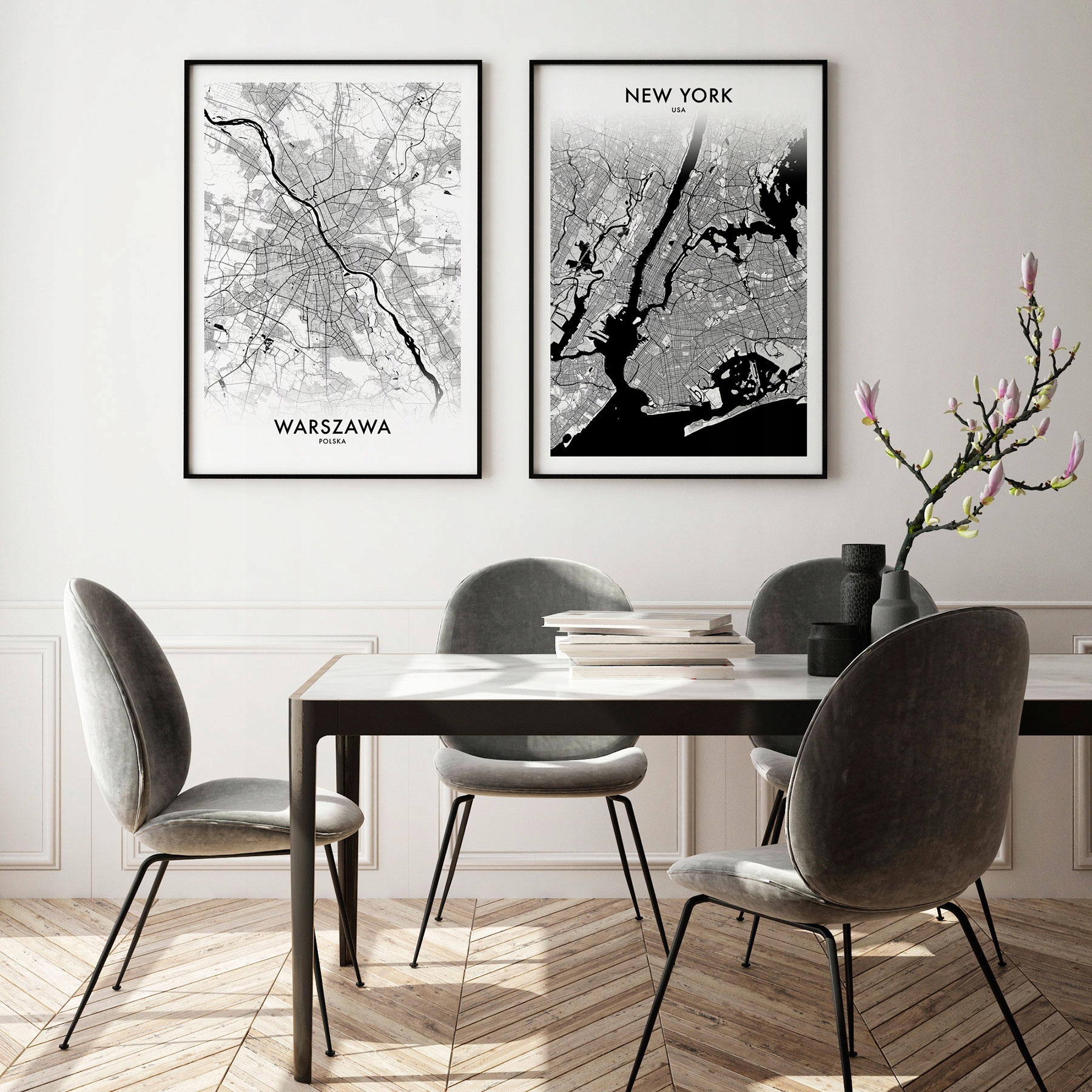 Plakat 30x40 Mapa Warszawa Kolor beżowy Tematyka mapy