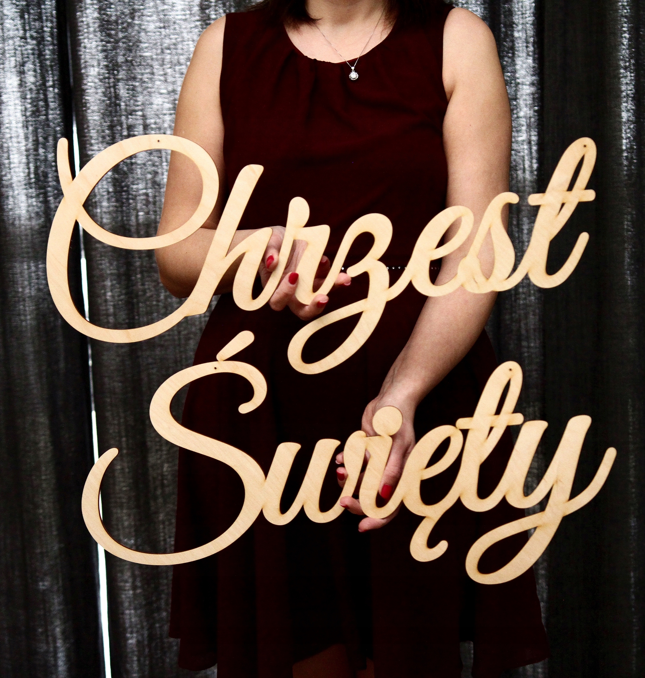 Velký nápis dřevěný Svatý křest dekorace na křtiny 6 mm tloušťka Eko