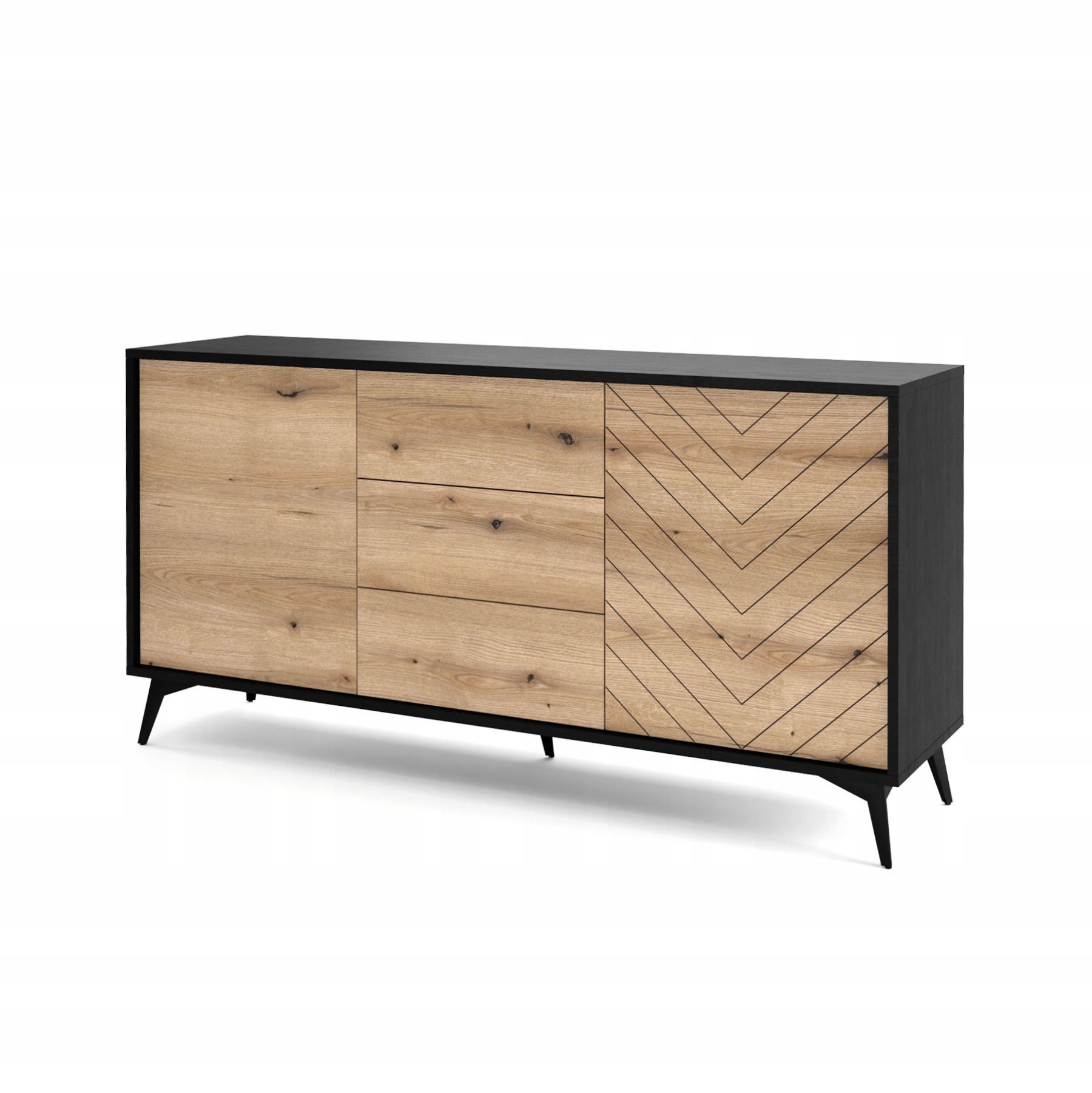 Komoda se zásuvkami Boulia 154 cm černá/dub Evoke