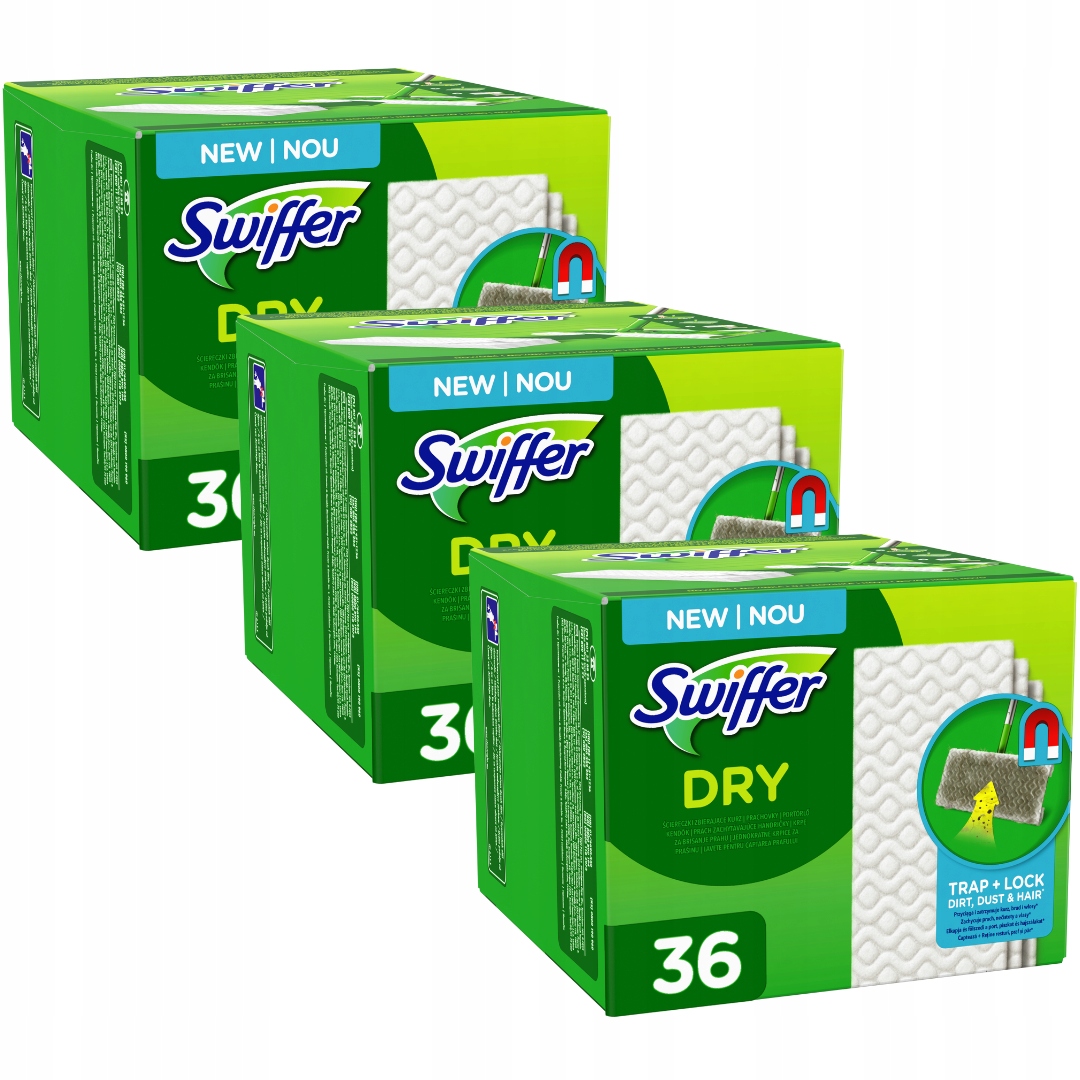 Levně Swiffer Utěrka Suchá Náhradní náplň do Mopu Plochá 27 cm 108 ks