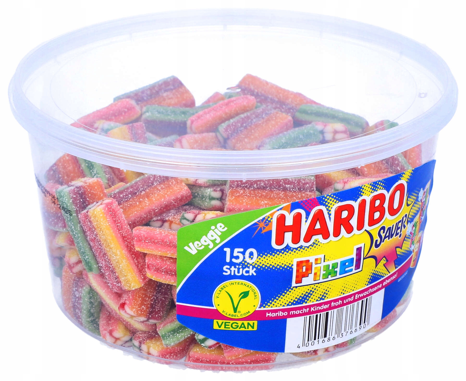 Żelki Owocowe HARIBO Kwaśne Kostki Pixel 1200g 150 sztuk Wegańskie DE Marka Haribo