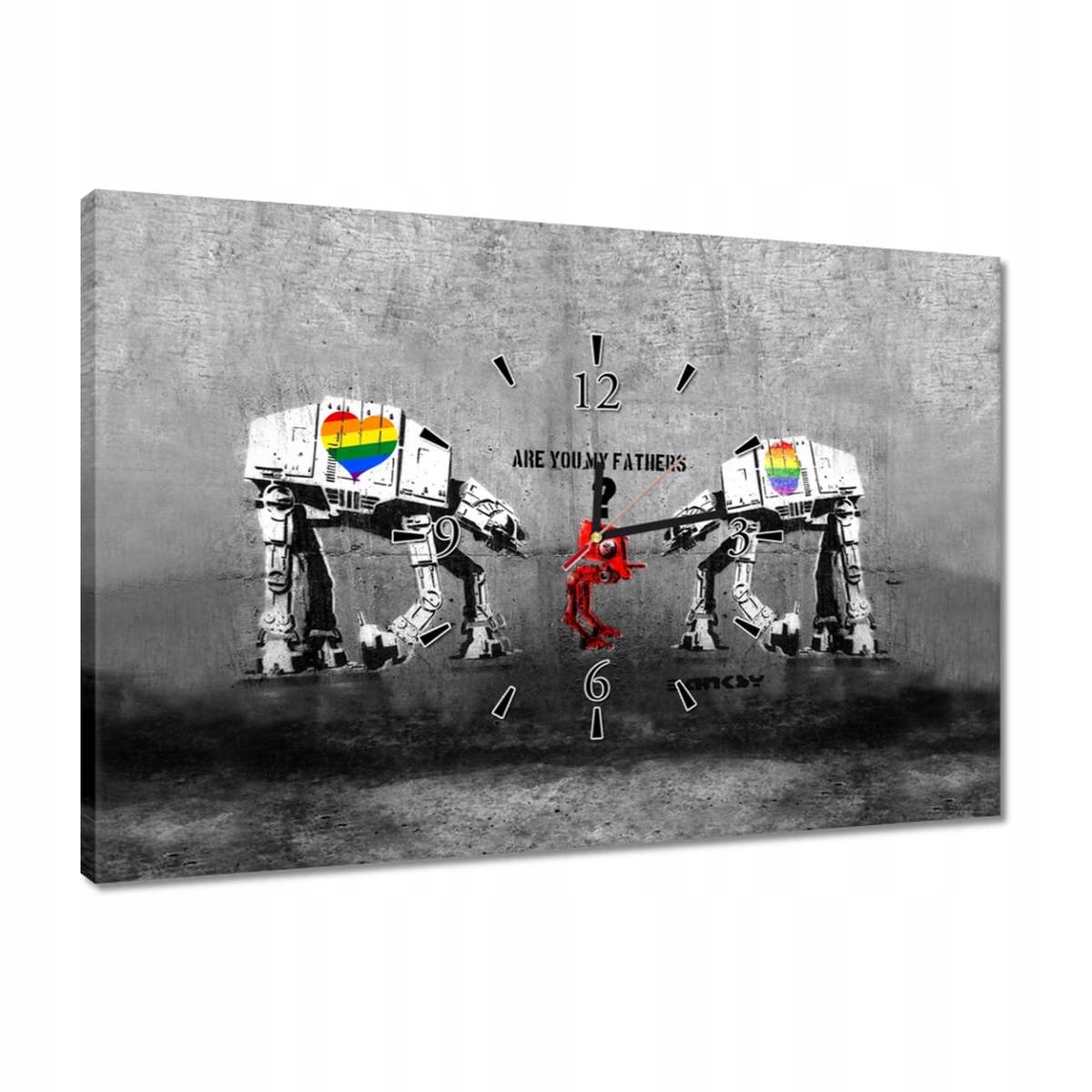 Hodiny 60x40 Are you my fathers Banksy