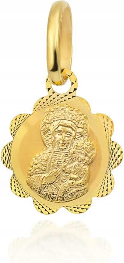 Medailon ze žlutého zlata 585 Panna Maria Čenstochovská jako dárek k Svaté Přijímání