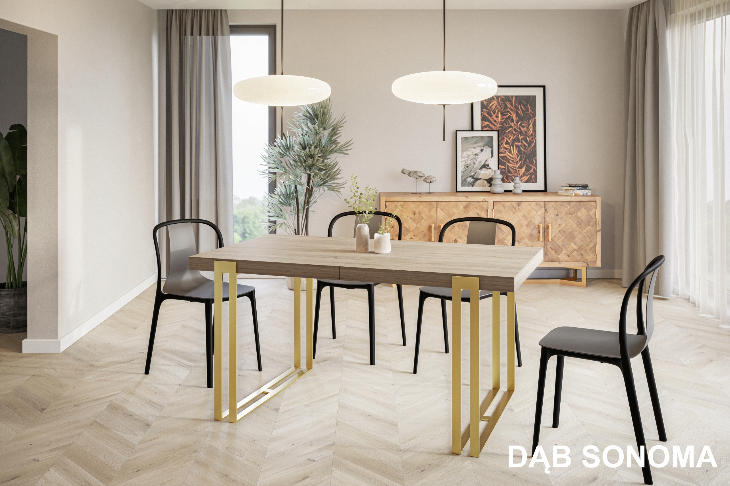 Stół rozkładany 180/280 LOFT GOLD metalowe nogi Głębokość mebla 90 cm