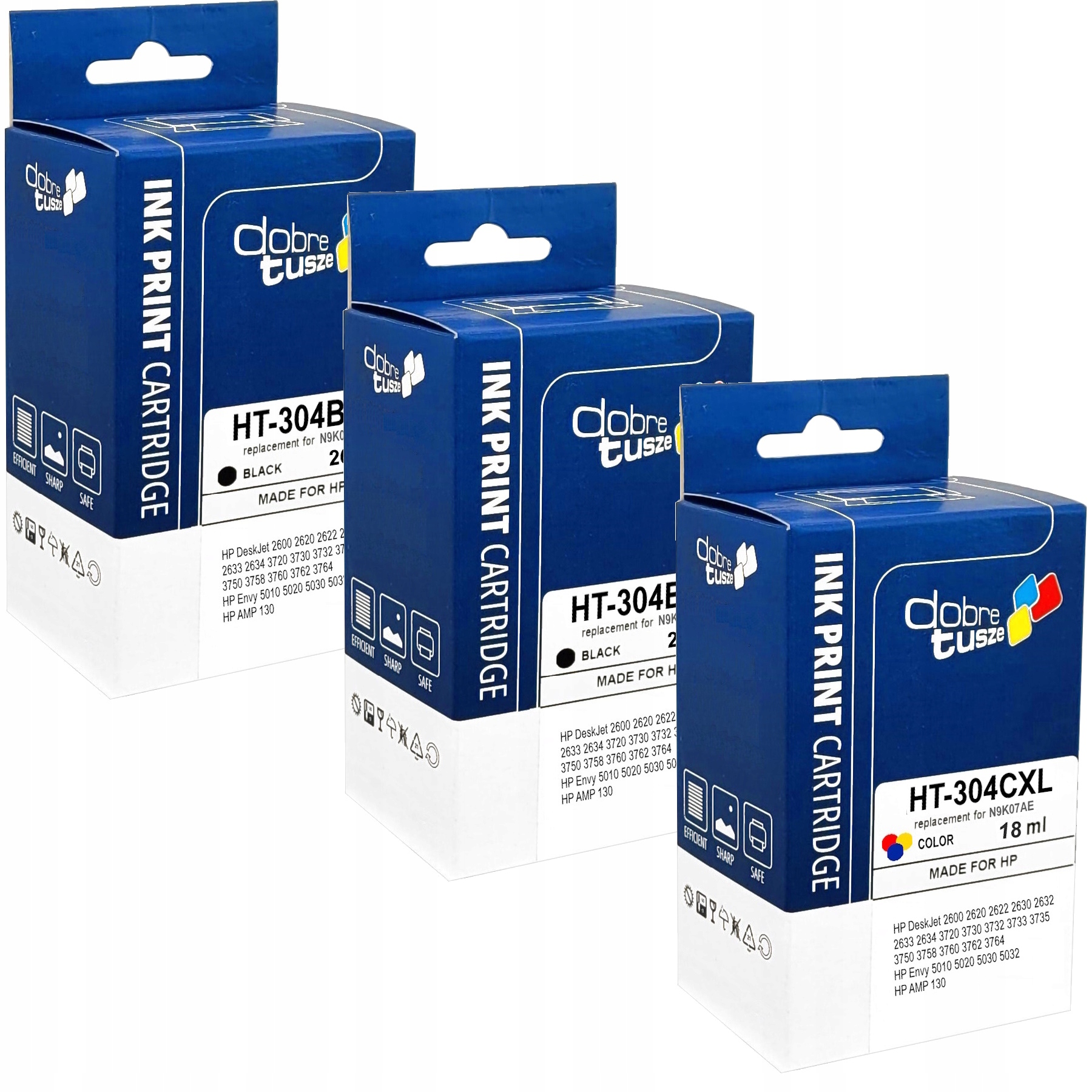 3x Tusz XL Do Hp 304XL Deskjet 2600 series 2630 2633 3720 3730 3732 3735