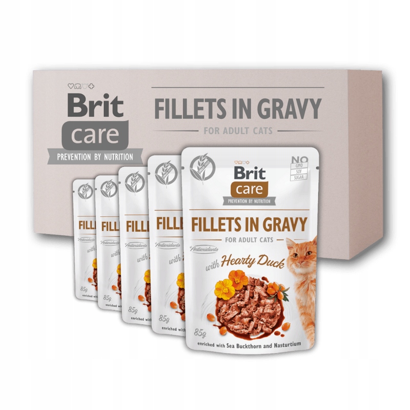 Levně Brit Care Cat Fillets In Gravy Hearty Duck Kachna v omáčce Svařovací 24PAK 24