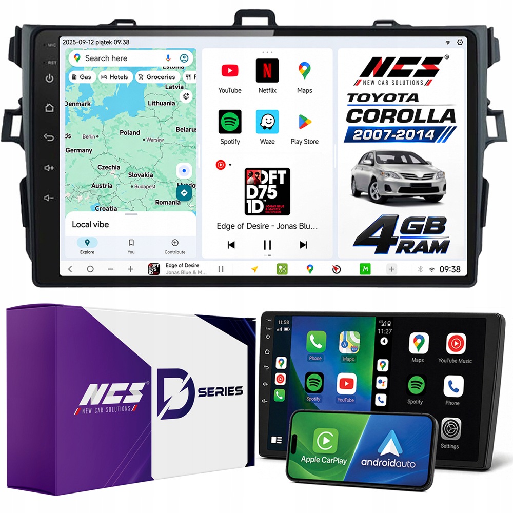 Autorádio Ncs D9 Toyota Corolla E15 2007-2014 Android 4GB Lte