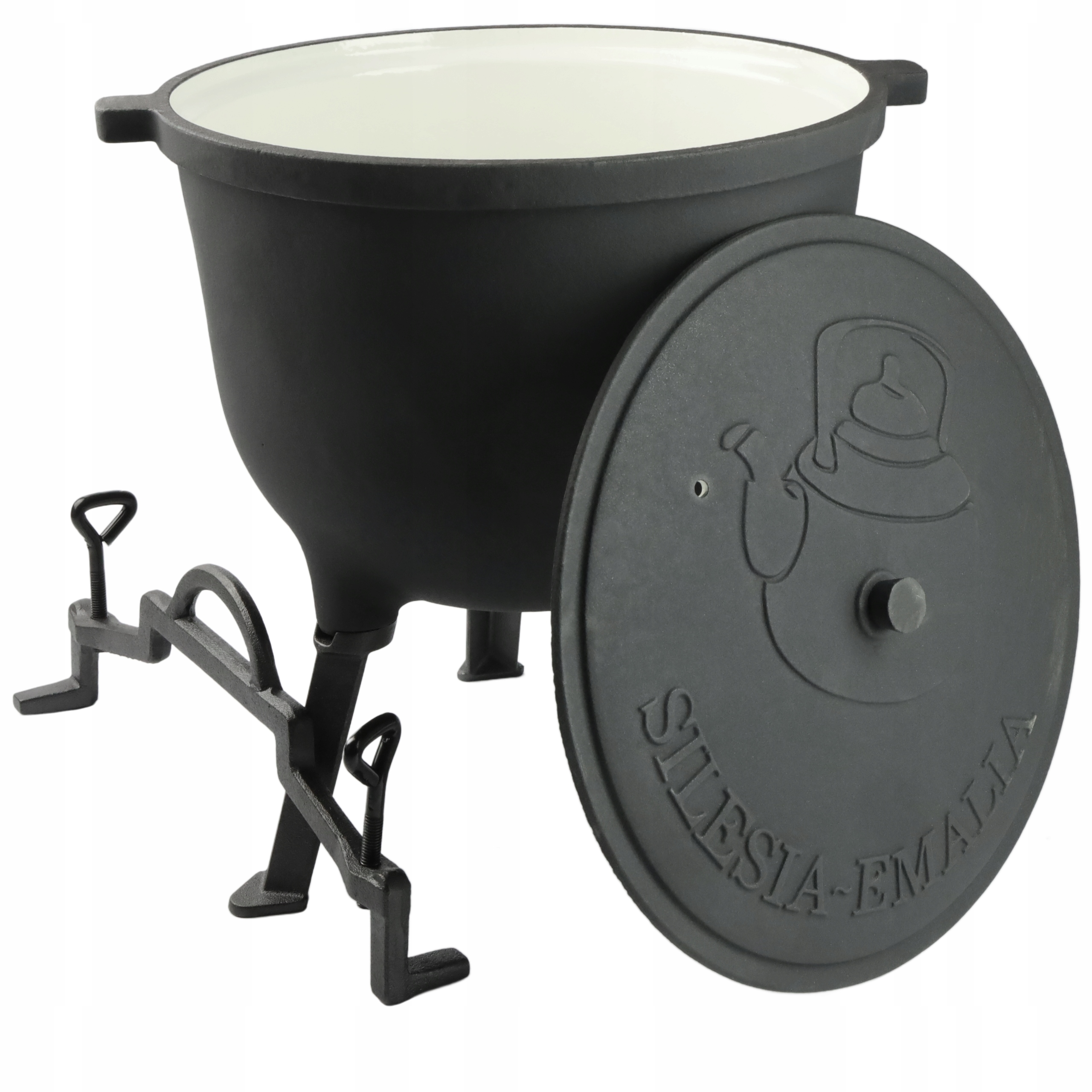 KOCIOŁEK ŻELIWNY EMALIOWANY 10L GARNEK MYŚLIWSKI WĘGIERSKI CIĘŻKI + GRATIS Producent Silesia Emalia