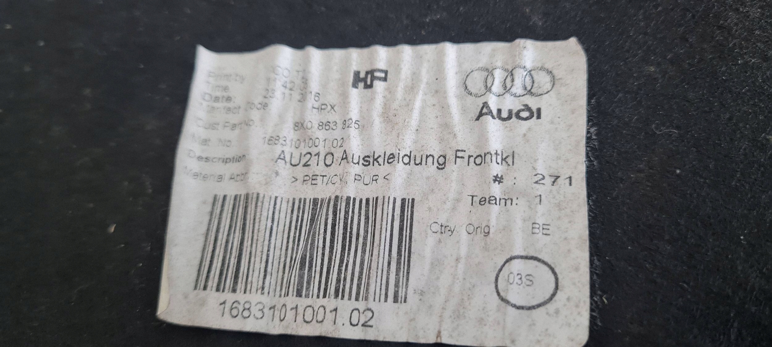 A1 insonorisation PODBITKA insonorisation du capot AUDI A1 8X