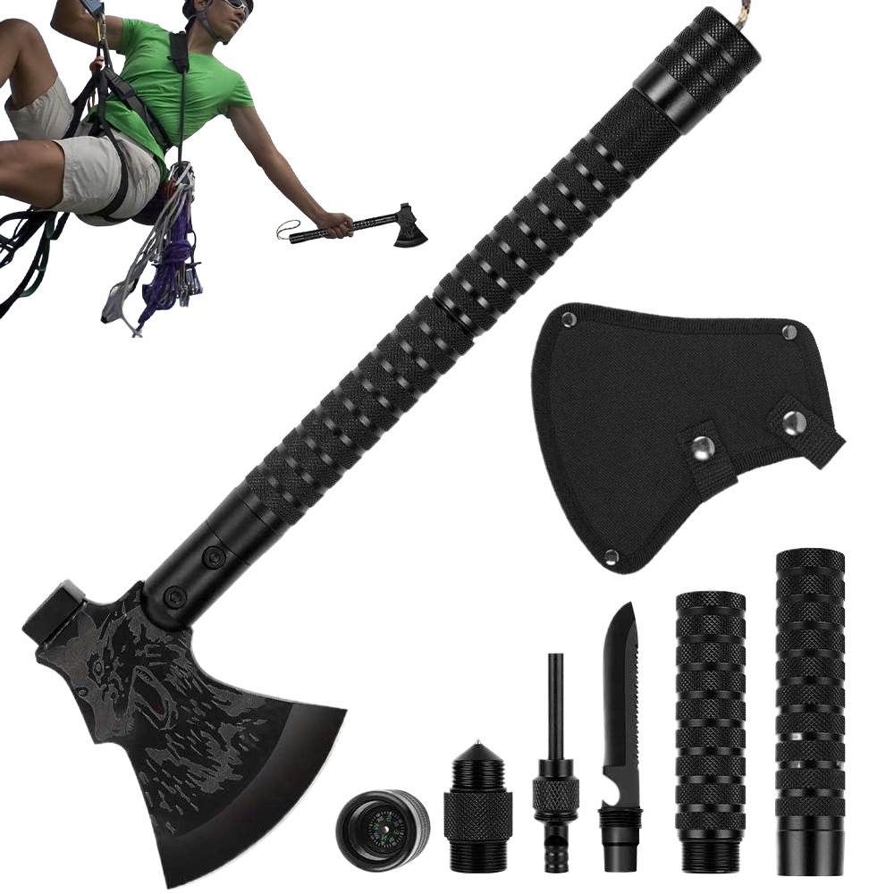 Toporek Siekierka Wojskowa Survival Składana Pokrowiec 10W1 Topór Multitool