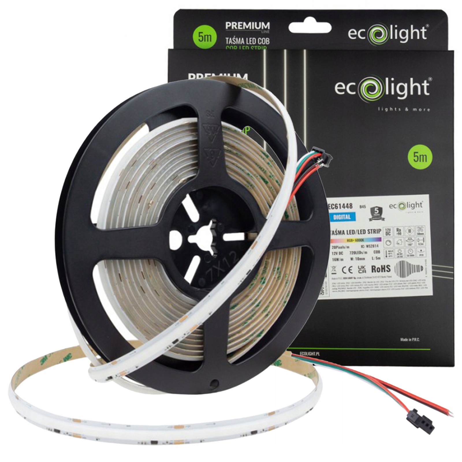 Led pásik Digitálny Cob pásik 16W/m 12V 6000K Rgb rolka 5m Magic Pixel