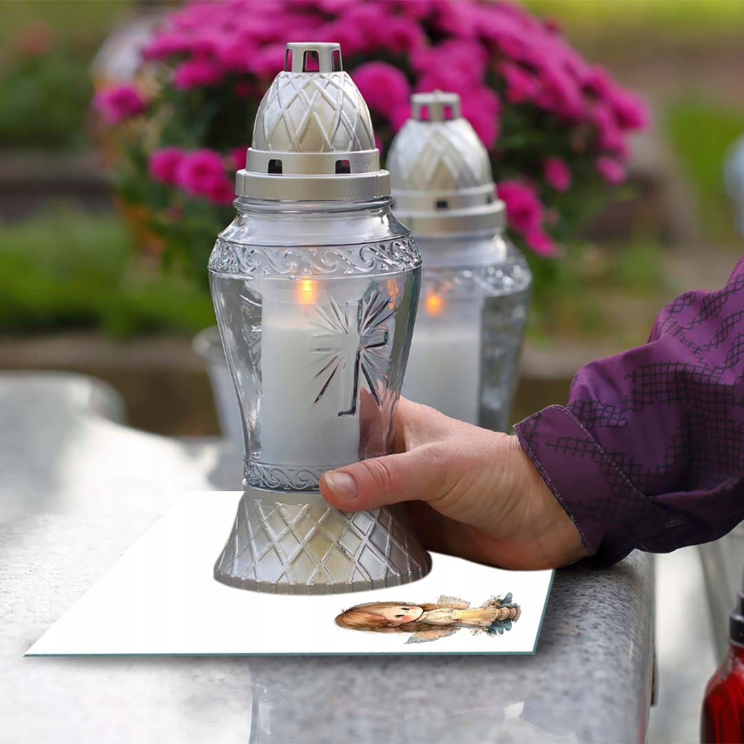 SZKLANA PODSTAWKA POD ZNICZE 25x25cm 554e Aniołek EAN (GTIN) 0000000025256