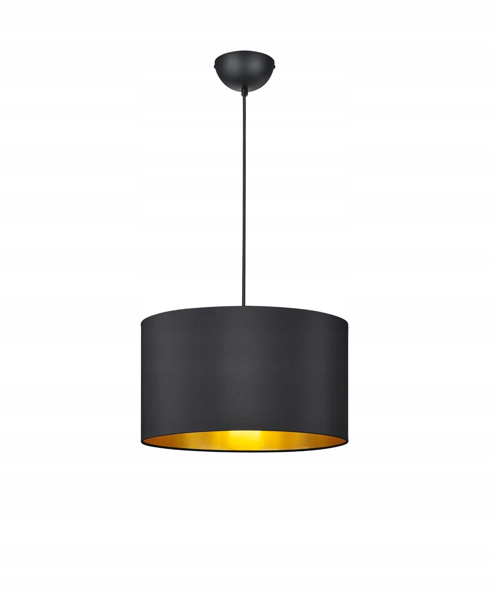 Závesná lampa s tienidlom čierna zlatá Trio