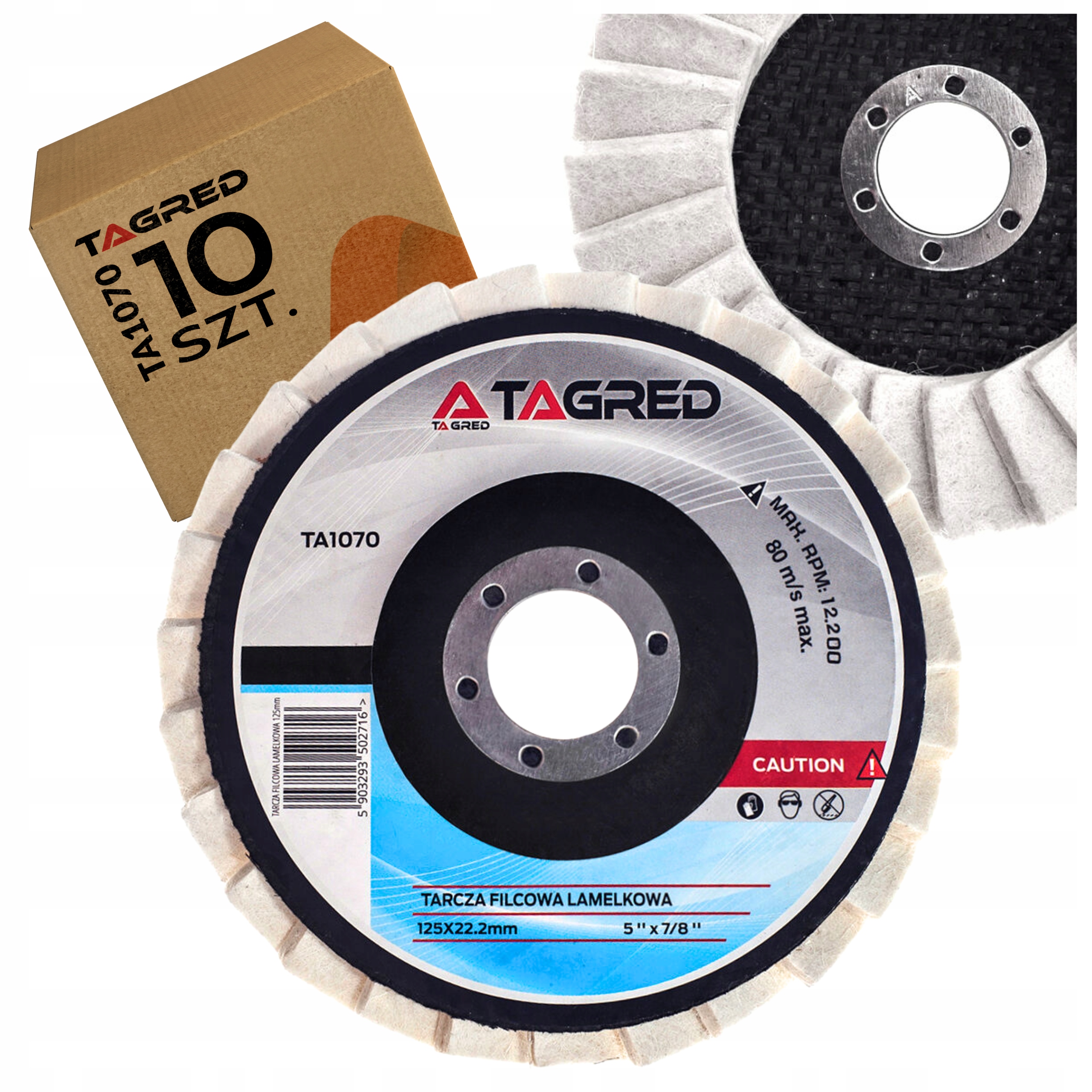 Zestaw 10 szt Tarcza Polerska Filcowa Lamelkowa 125mm Do Stali Lamelka