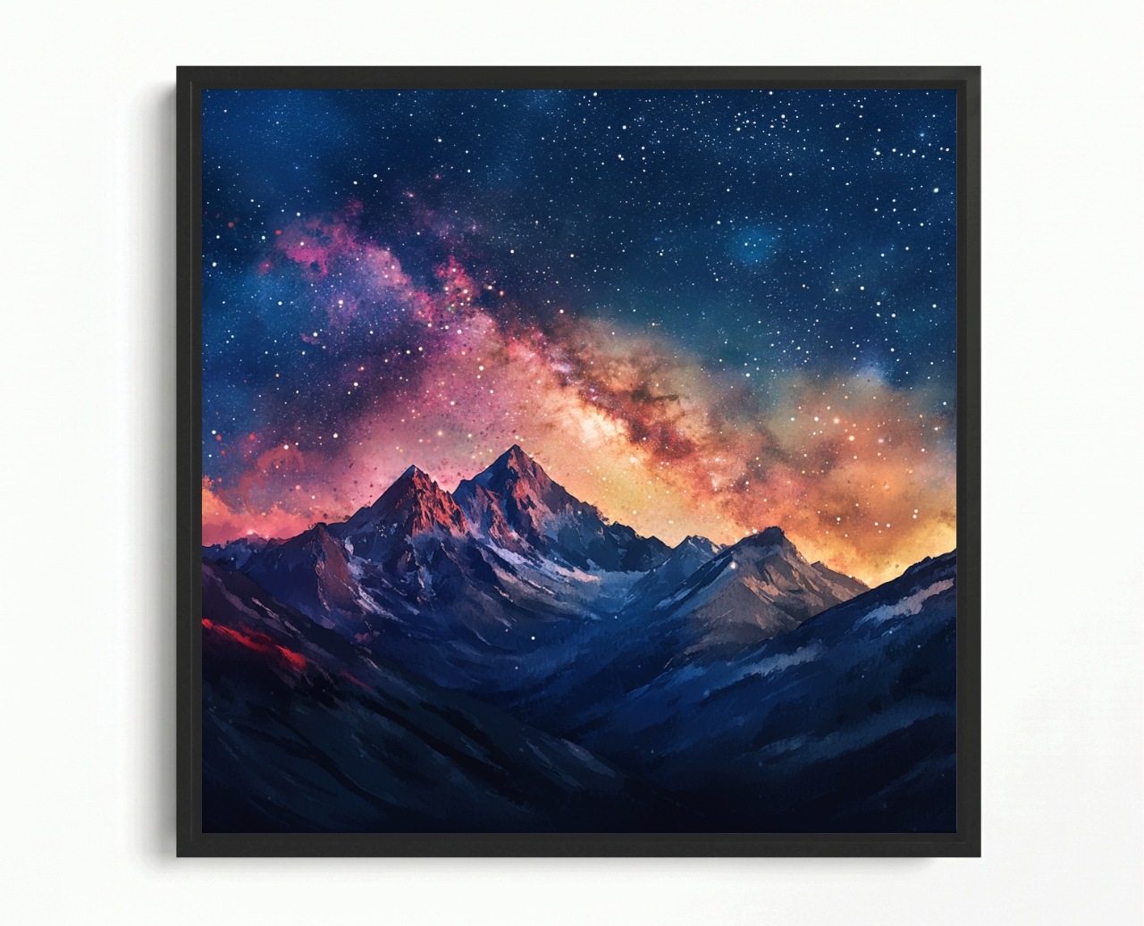 Obraz Rám Americký Box Pohled Na Krajinu Hory Vrcholky Nebe Hvězdy Noc 60x60