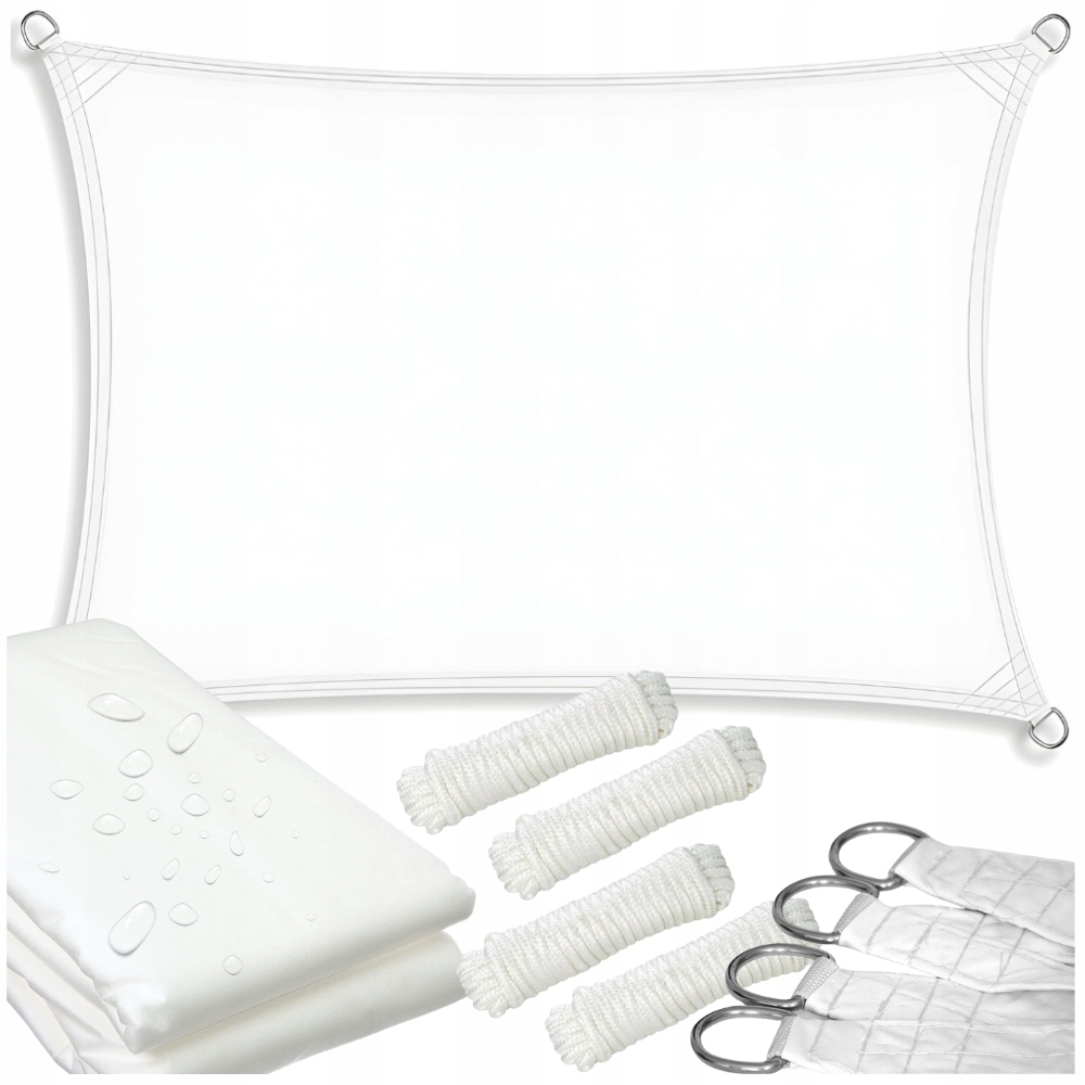 Żagiel do ogrodu przeciwsłoneczny biały zacieniacz materiał uv daszek 2x4 m