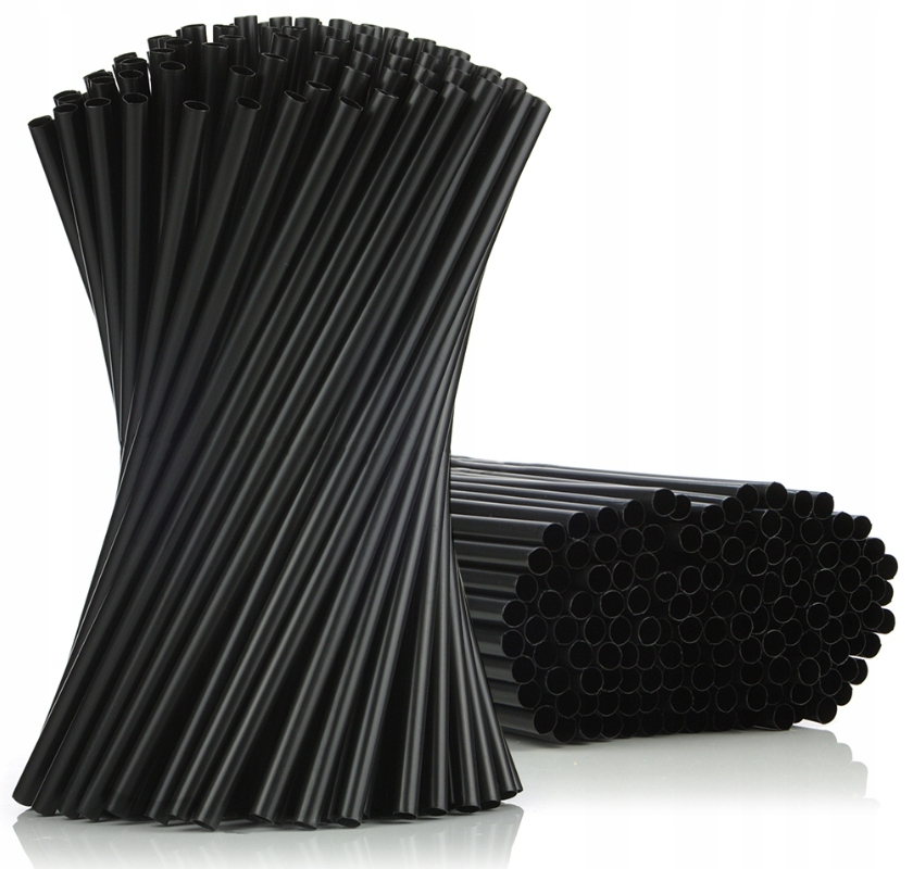 Słomki 7/220mm 500 sztuk plastik Wielorazowe Shake czarne Jumbo PapStar