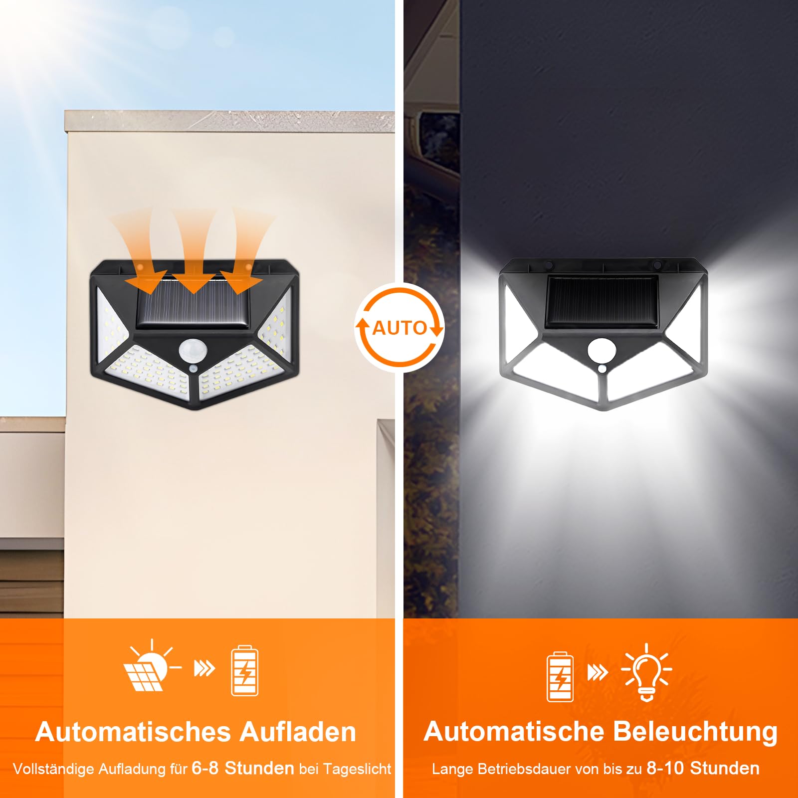 Lampa Solarna LED Z Czujnikiem Ruchu Zewnętrzna Ogrodowa 100 LED IP65 GDK20 — miniatura 2