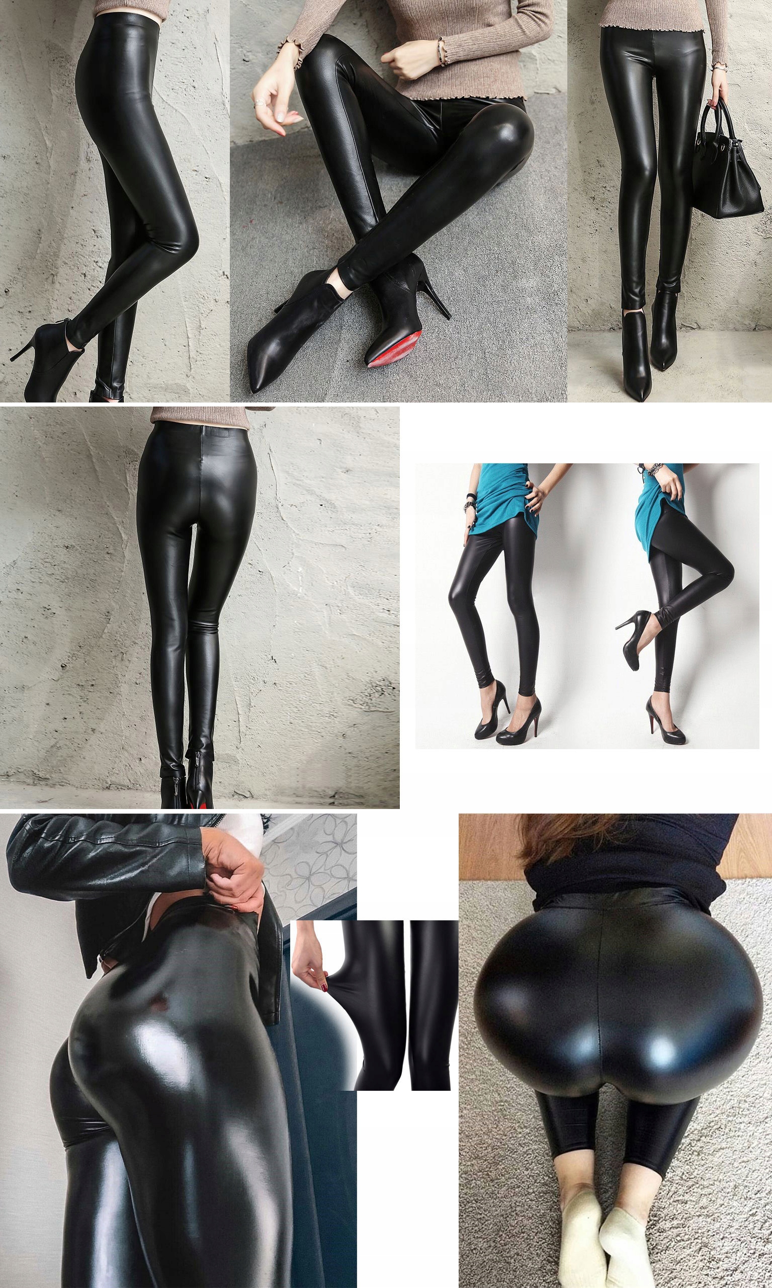 LEGINSY SKÓRA RURKI LATEX GETRY SPODNIE LATEKS 2XL Kolor czarny