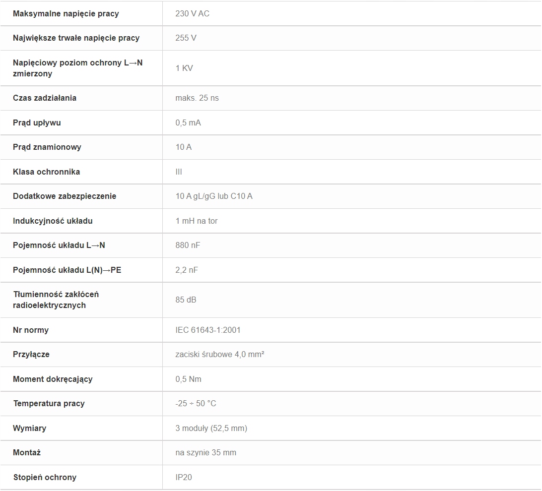 F&F FILTR PRZECIWZAKŁÓCENIOWY TYP D OP-230 Kod producenta OP-230