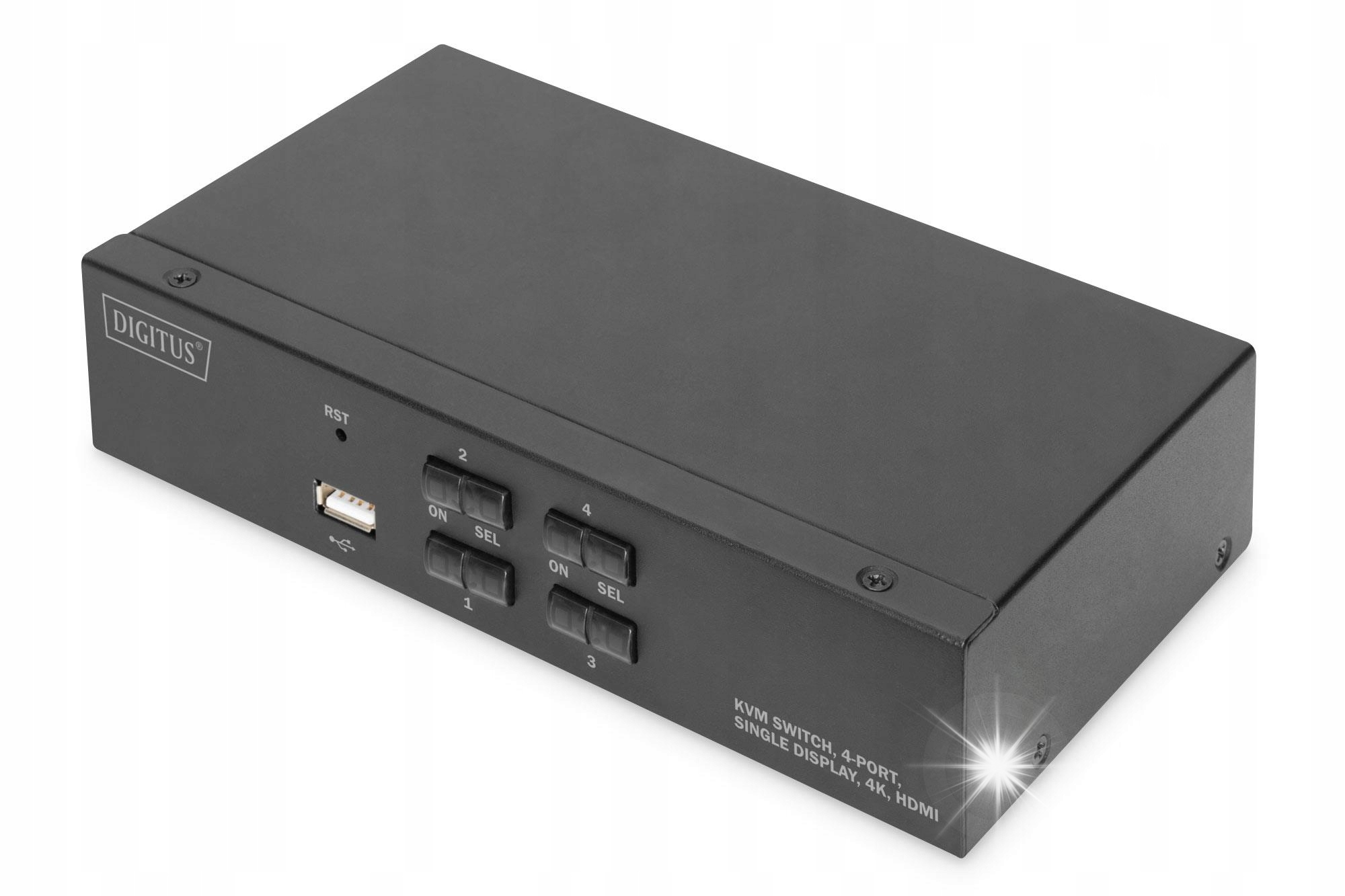 Przełącznik KVM DIGITUS 4 portowy HDMI, 4K 30Hz