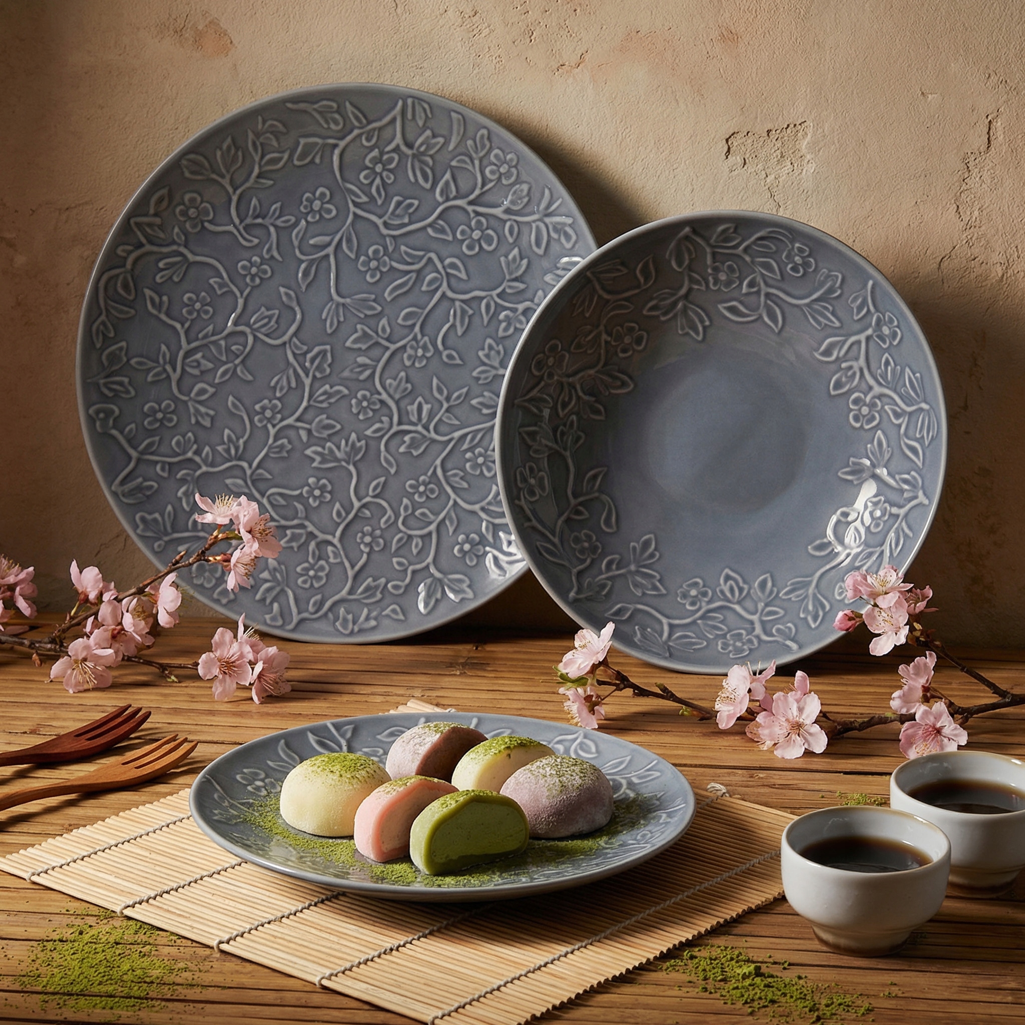 Lubiana Hanami Szaro-niebieski K9 Serwis Obiadowy 36 El 12 Os Porcelana