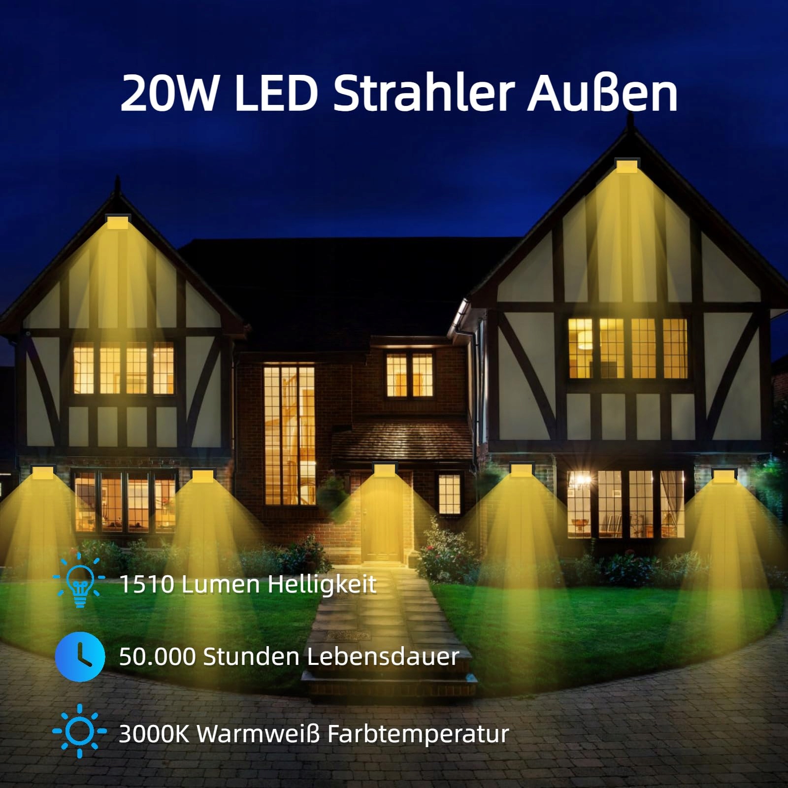 Reflektor LED Ogrodowy Wodoodporny Ciepły Garażowy 20W IP66 WEGOODLIFE — miniatura 2