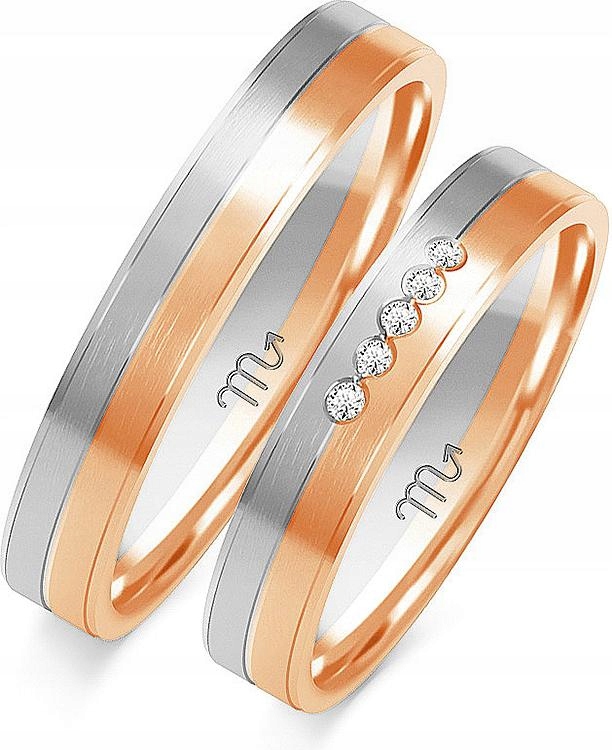 Prsteny z růžového zlata gravírování 585, 17 18 19, dámská kolekce