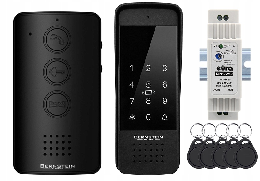 Domofon Głośnomówiący Furtka Brama szyfrator czytnik brelok zasilacz Din-Zdjęcie-0