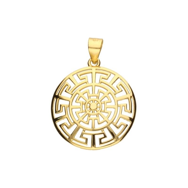 Stříbrný přívěsek 925 meandr řecký ažurový pozlacený 24k 20 mm 1.94 g