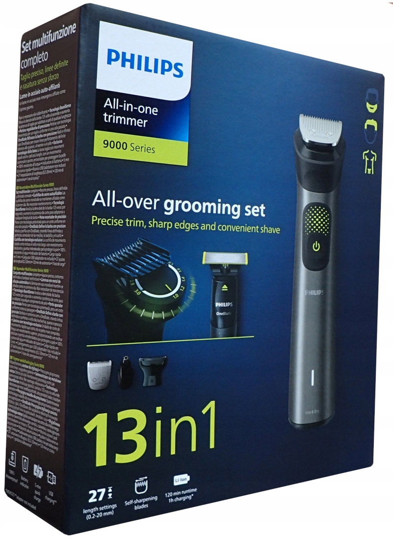 Zastrihávač 13v1 Holiaci strojček na telo vlasov Philips MG9530/15 OneBlade