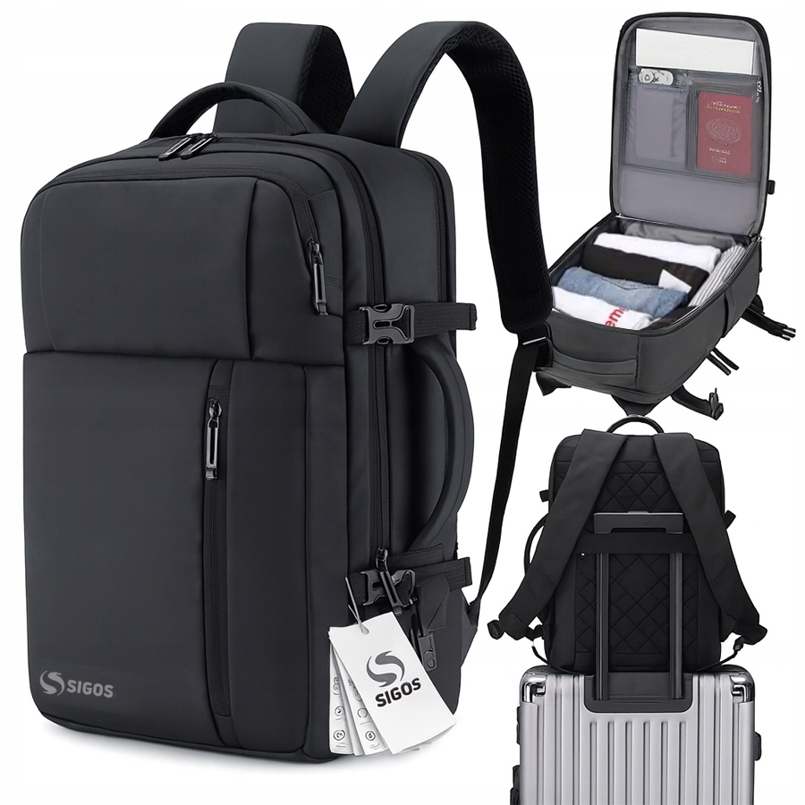 Plecak Męski Do Pracy Szkoły Czarny Wodoodporny Wytrzymały Solidny lekki