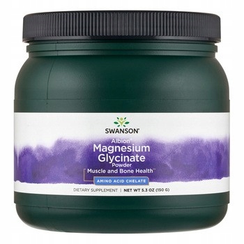 Swanson Albion Magnesium Glycinate w proszku 400mg 150g Glicynian Magnezu