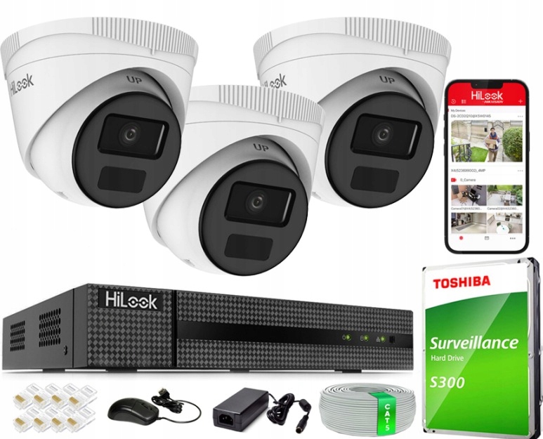 Monitorovacia sada dom Ip kamera 3x IPC-T241H-C NVR-4CH-4MP/4P 4MPx Ir 20 m