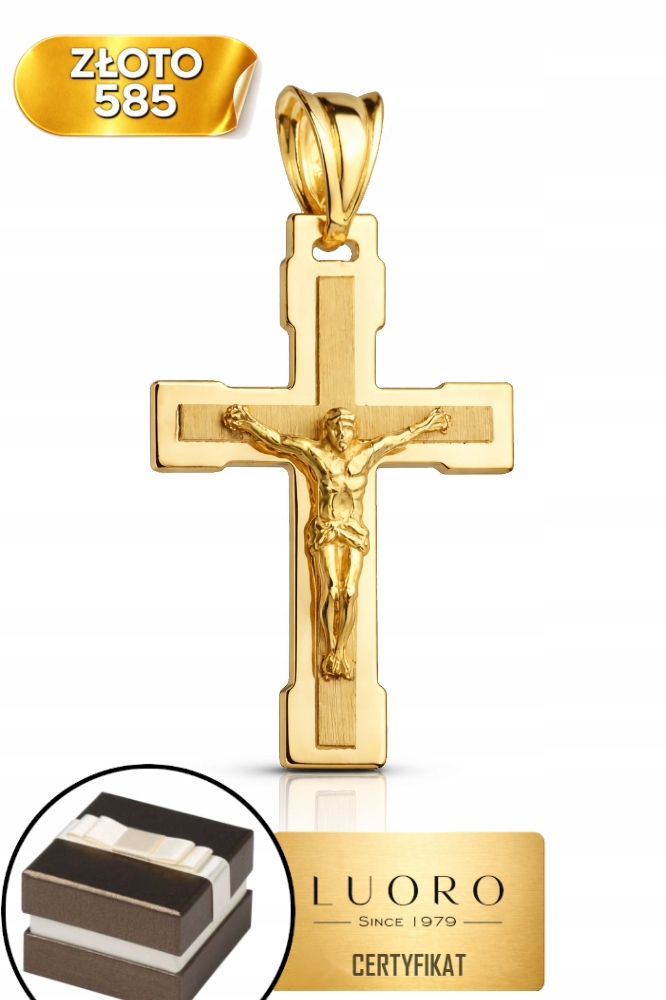 Zlatý Křížek 585 14K Žlutý Přívěsek 33 MM Jemný Prestižní