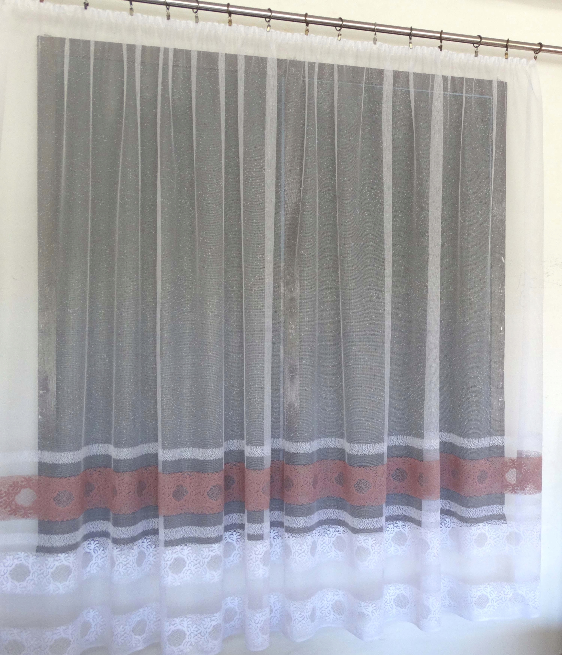 Mg Záclona 768/16 bílá/BR Růžová 500x180 cm Hotová S Páskou M