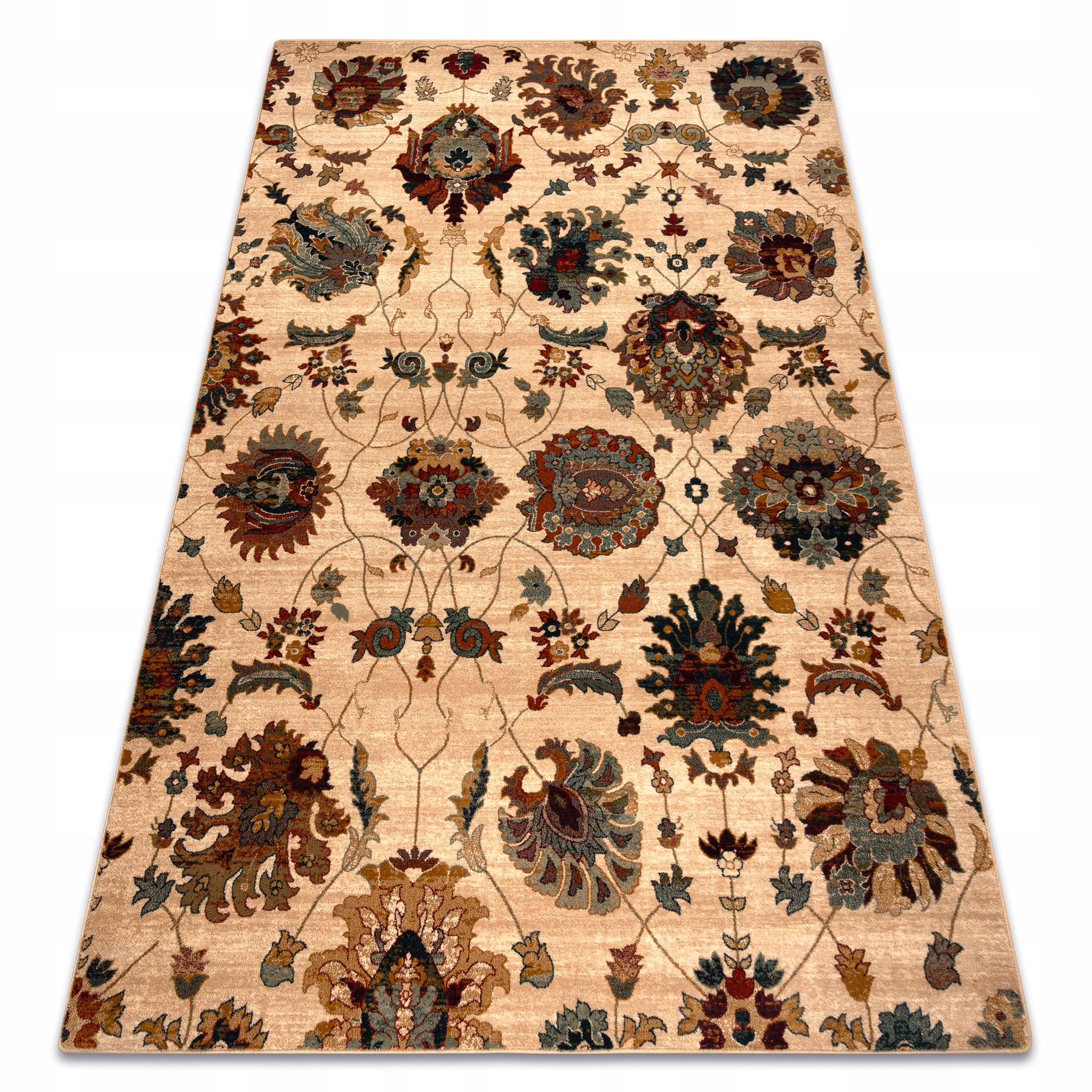 Dywan Do Salonu Jadalni wełna Omega Latica Kwiaty krem Parzenica 235x350 cm