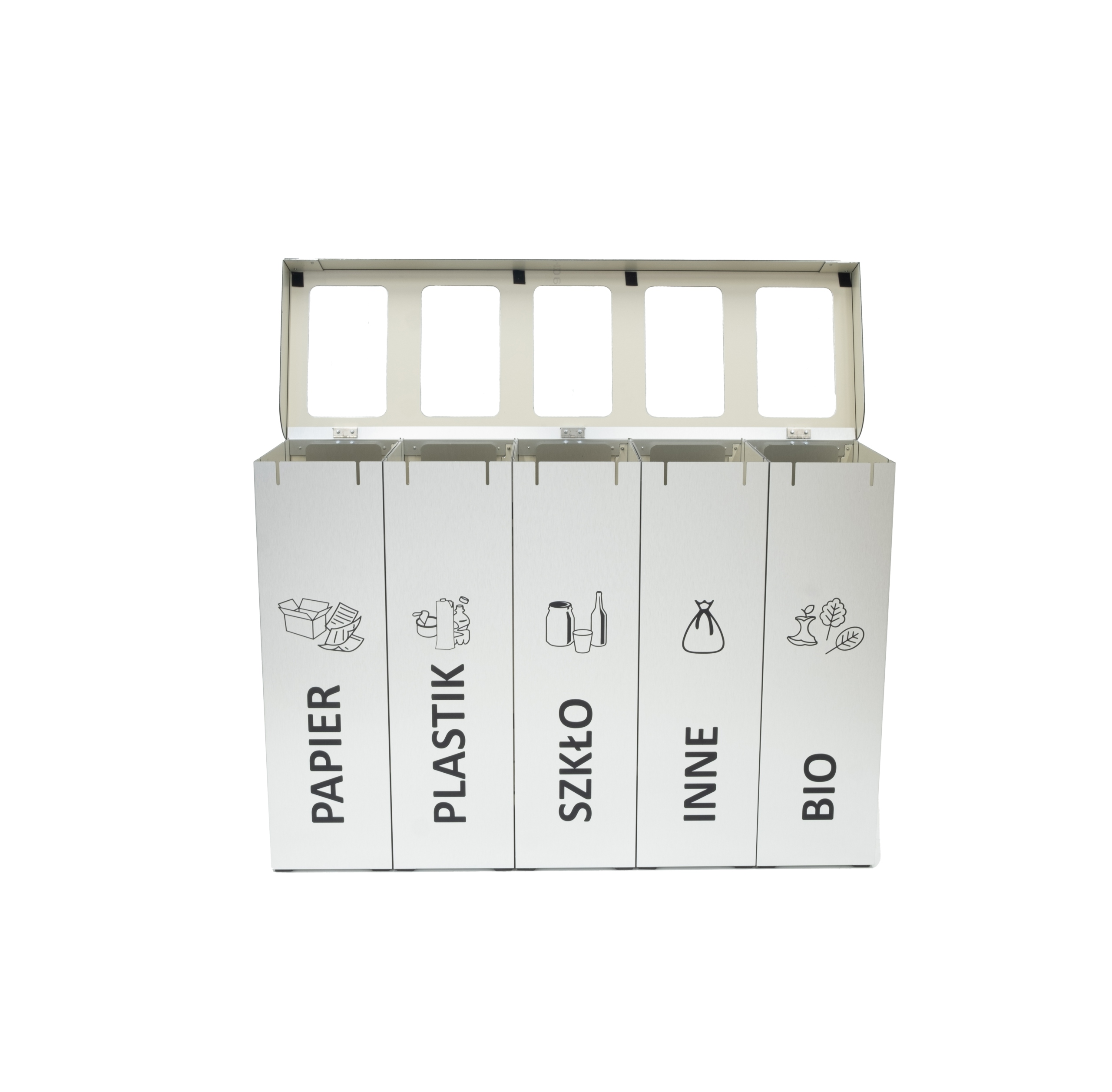 Kosz do segregacji MD80 5 frakcji po 70l (MD 80 5K - POK Srebrny szczotk.) Marka inna