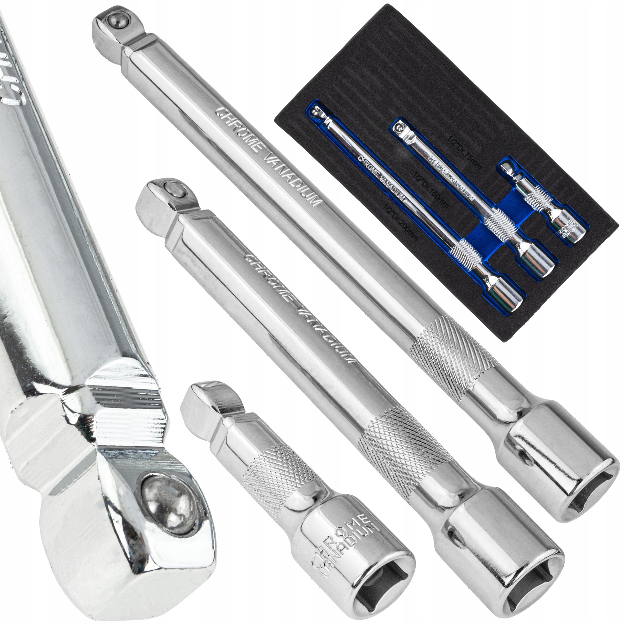 Zestaw Przedłużek Uchylnych 1/2' 75 150 200 MM Przedłużka Uchylna