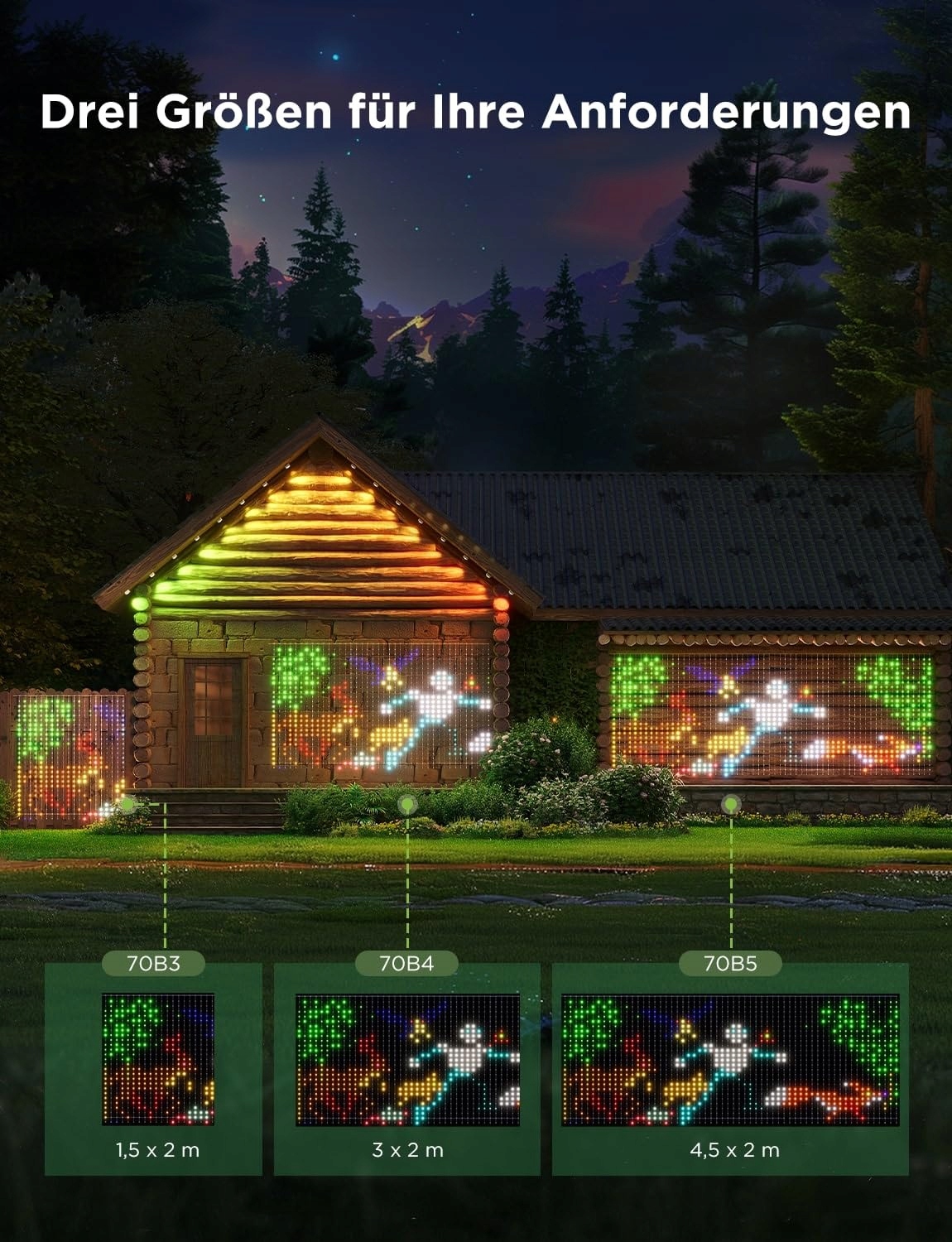 GOVEE Kurtyna LED RGBIC 520 Kolorów IP65 Alexa Party Dekoracja 1,5x2m — miniatura 9