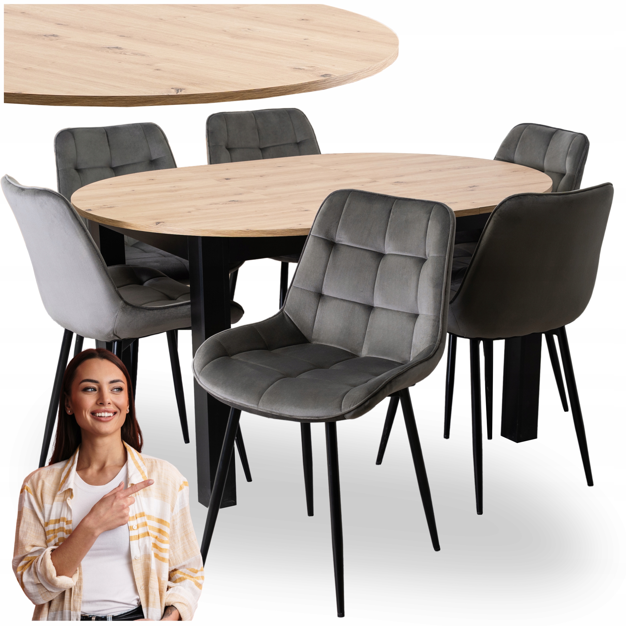 Stůl s židlemi Rozkládací Kulatý set do obývacího pokoje Kuchyňská jídelna