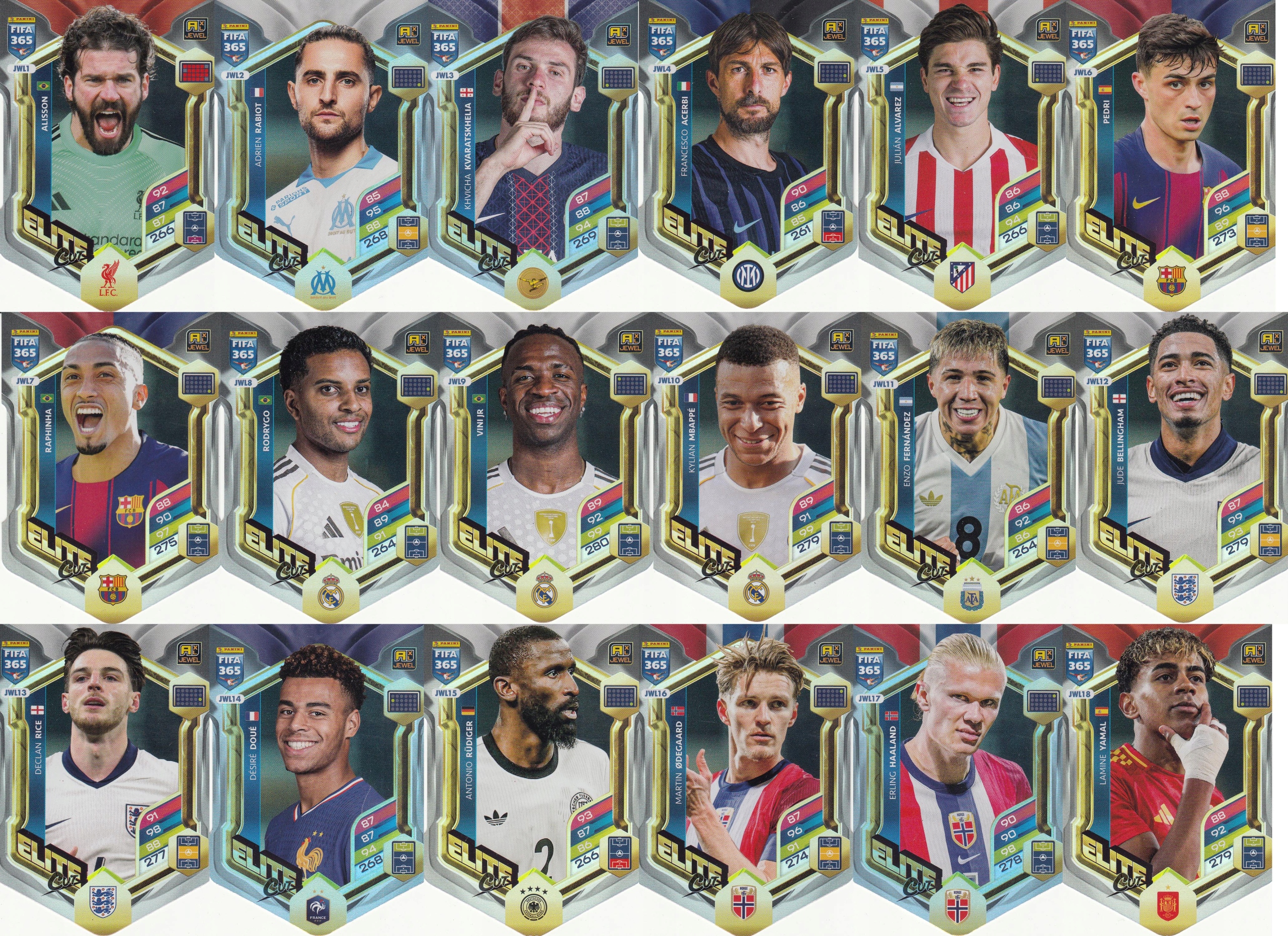Karty Kolekcjonerskie Fifa 365 2026 Panini Elite Cut JWL1 JWL18 Komplet