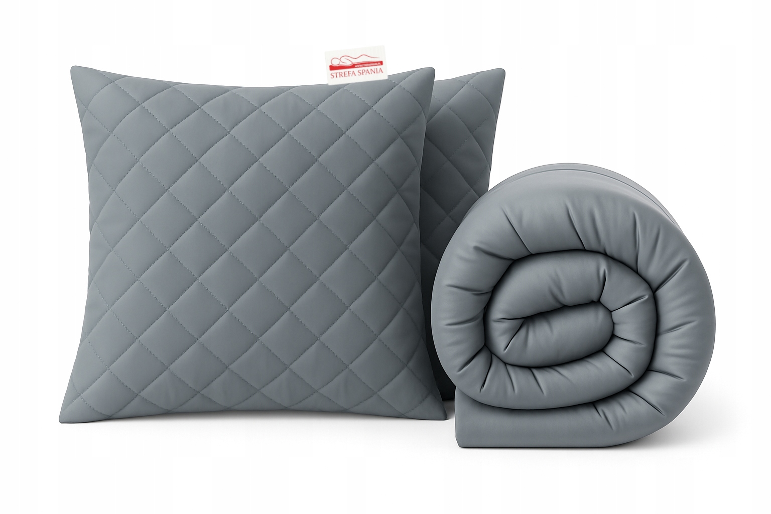 Celoroční sada: teplá, nadýchaná šedá přikrývka 220x200 2 polštář 70x80