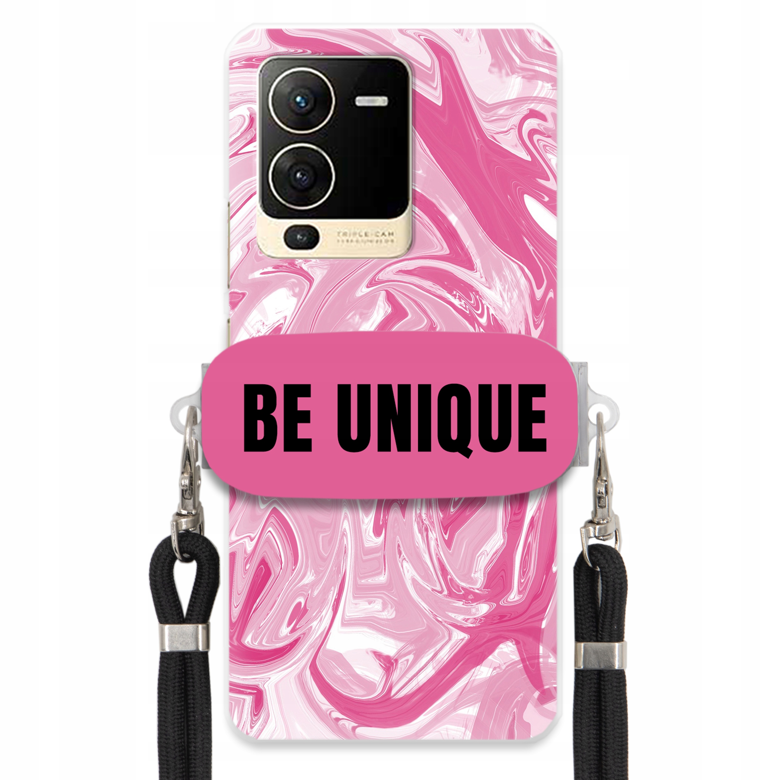 Puzdro pre Vivo S15 Puzdro držiak šnúrka Čierna ružová Mramor Unique