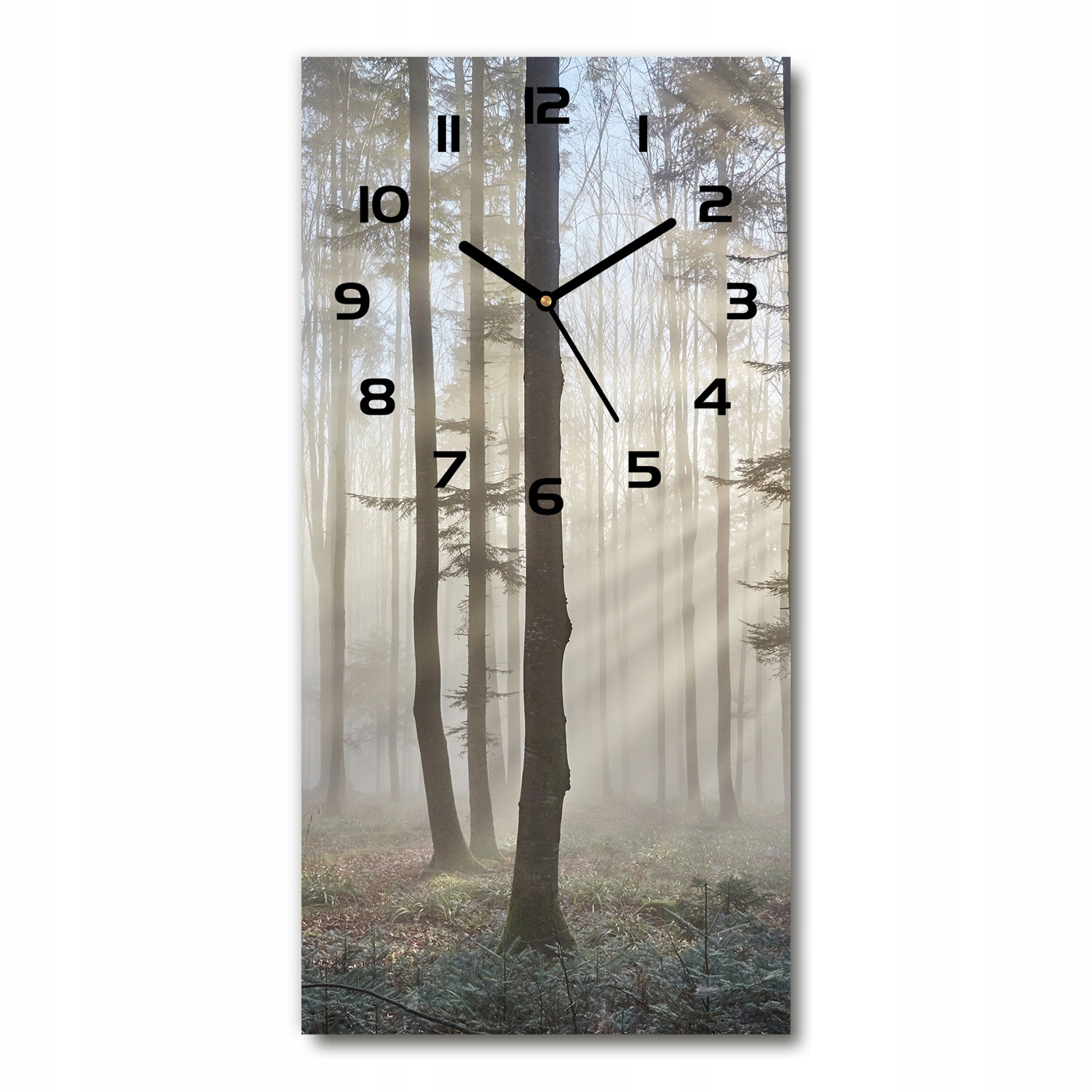

Cichy pionowy zegar na ścianę Mgła w lesie 30x60cm