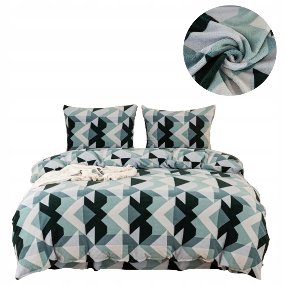 Povlečení 160x200 Plyšová sada 3 dílů Silná a teplá zimní geo
