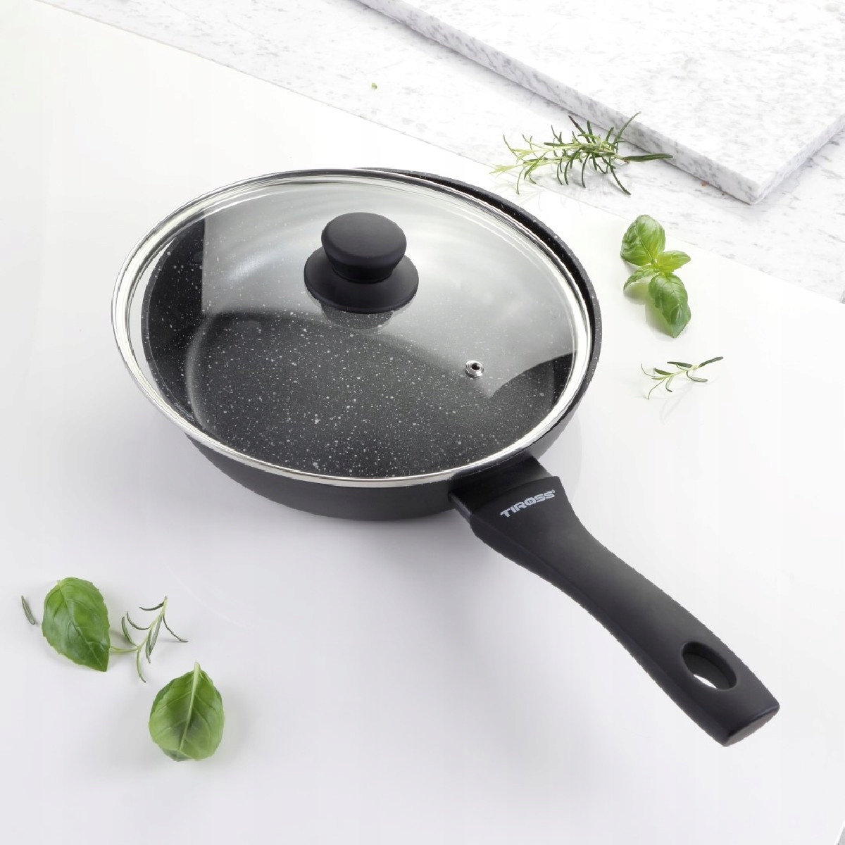 

Patelnia Granitowa Z Pokrywą Tiross 28 CM Greblon